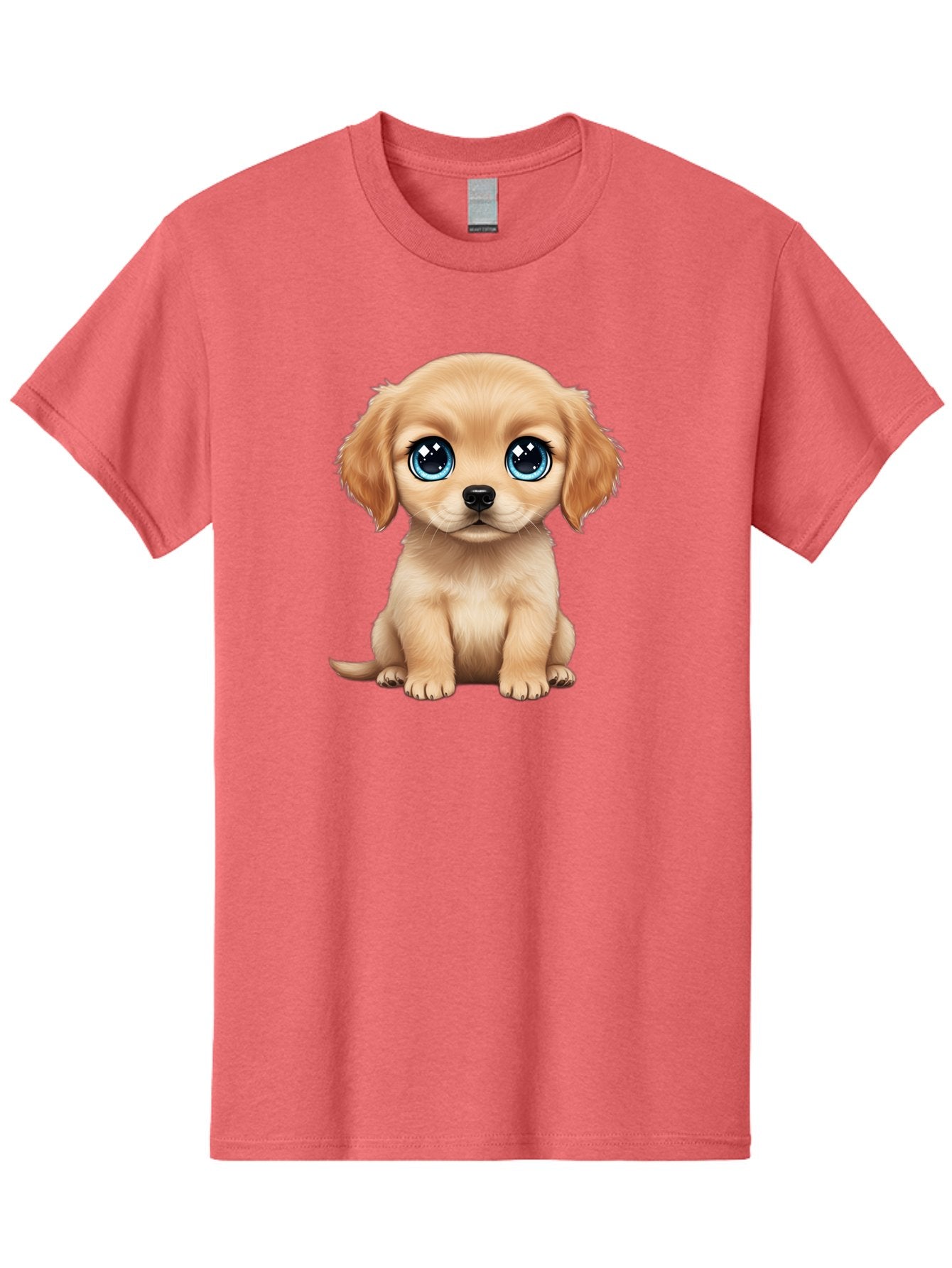 Puppy Men'S Graphic Tee, 100% Cotton, Comfortable Casual Summer Wear, Machine Washable, Adorable Puppy, Cute Dog, Blue Eyes, Fluffy Fur, Sweet Expression, Endearing Animal, Furry Friend, Digital Art, Cartoon Character, Playful, Charming Bac353 7