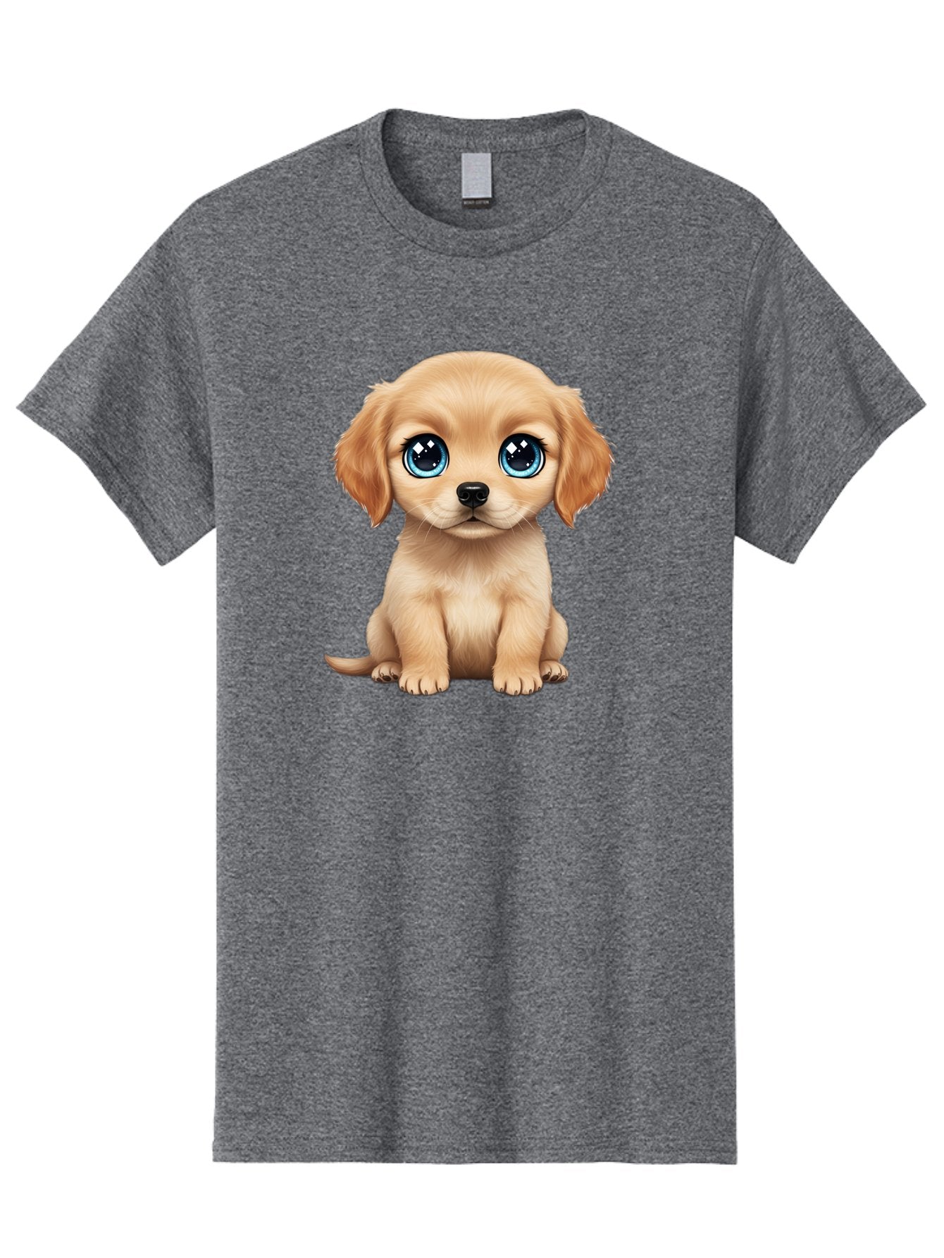 Puppy Men'S Graphic Tee, 100% Cotton, Comfortable Casual Summer Wear, Machine Washable, Adorable Puppy, Cute Dog, Blue Eyes, Fluffy Fur, Sweet Expression, Endearing Animal, Furry Friend, Digital Art, Cartoon Character, Playful, Charming Bac353 8