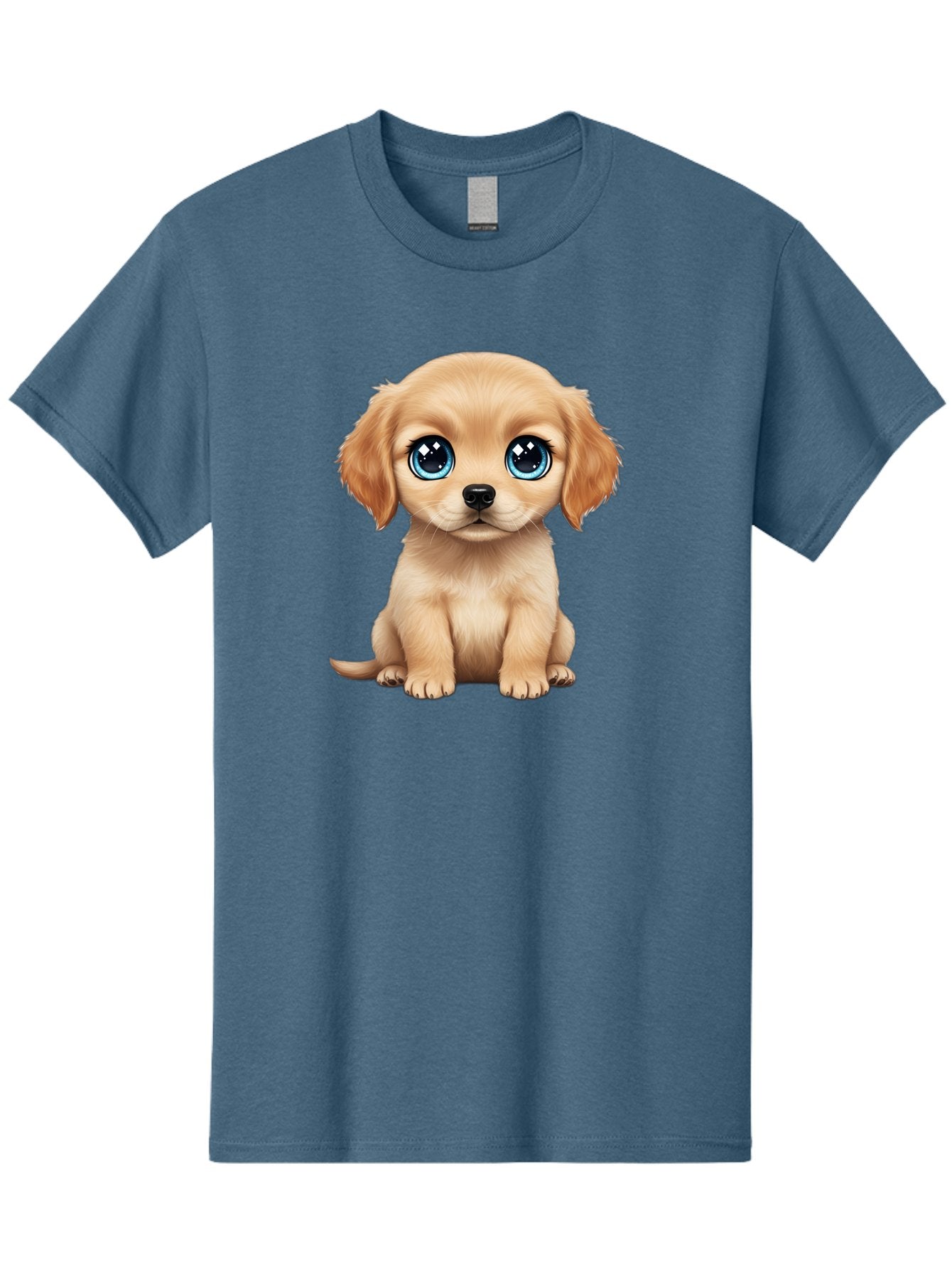 Puppy Men'S Graphic Tee, 100% Cotton, Comfortable Casual Summer Wear, Machine Washable, Adorable Puppy, Cute Dog, Blue Eyes, Fluffy Fur, Sweet Expression, Endearing Animal, Furry Friend, Digital Art, Cartoon Character, Playful, Charming Bac353 14