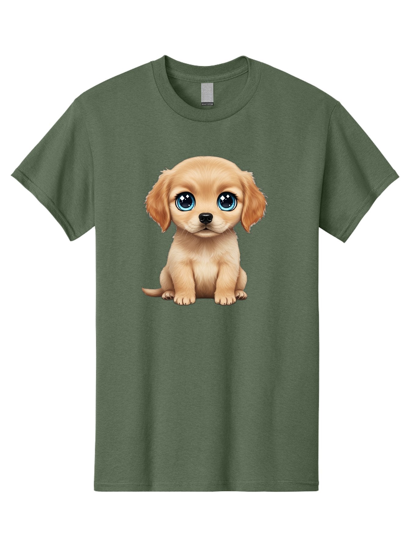 Puppy Men'S Graphic Tee, 100% Cotton, Comfortable Casual Summer Wear, Machine Washable, Adorable Puppy, Cute Dog, Blue Eyes, Fluffy Fur, Sweet Expression, Endearing Animal, Furry Friend, Digital Art, Cartoon Character, Playful, Charming Bac353 5