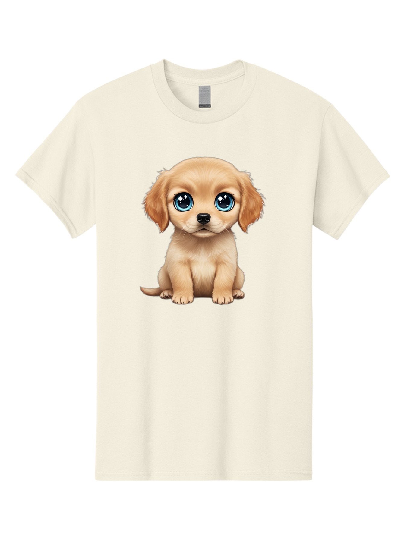 Puppy Men'S Graphic Tee, 100% Cotton, Comfortable Casual Summer Wear, Machine Washable, Adorable Puppy, Cute Dog, Blue Eyes, Fluffy Fur, Sweet Expression, Endearing Animal, Furry Friend, Digital Art, Cartoon Character, Playful, Charming Bac353 6