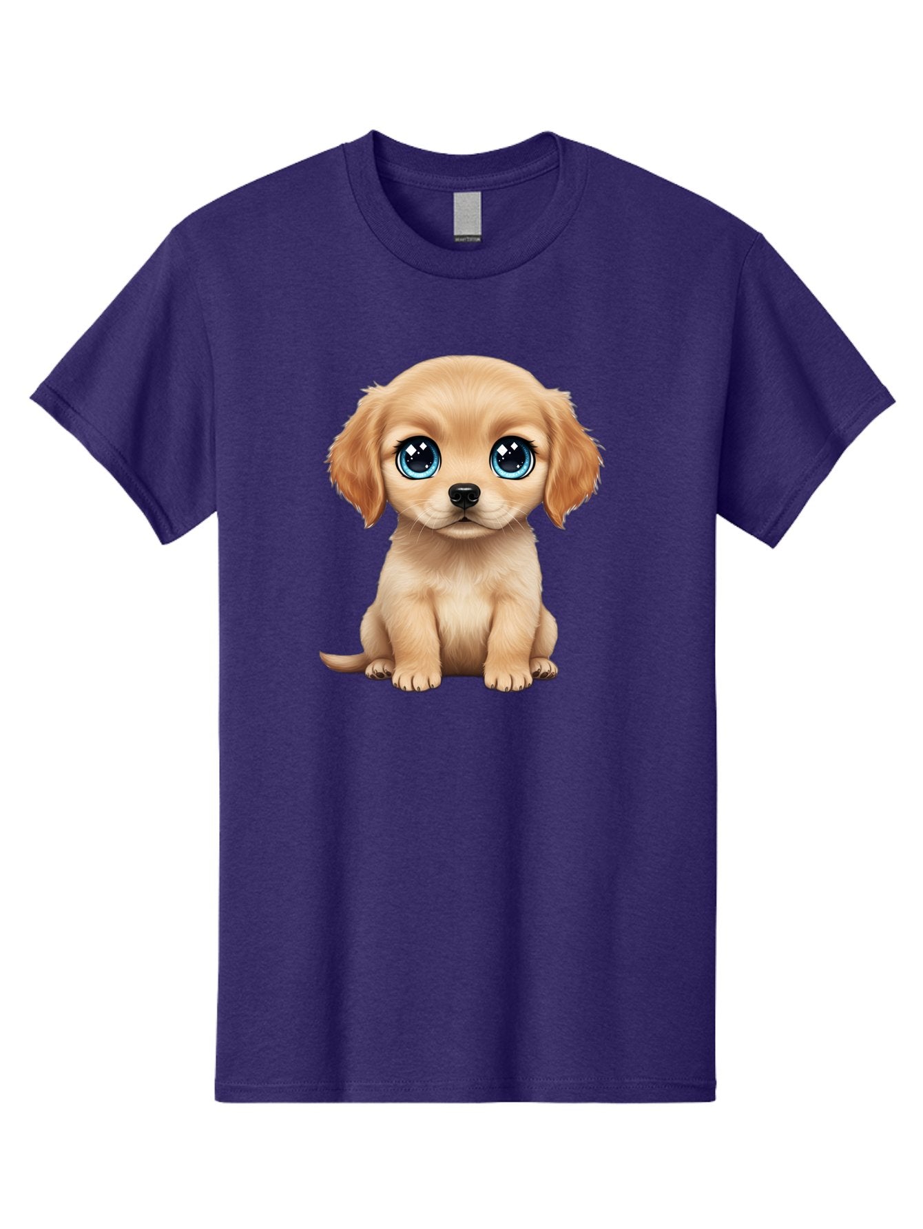 Puppy Men'S Graphic Tee, 100% Cotton, Comfortable Casual Summer Wear, Machine Washable, Adorable Puppy, Cute Dog, Blue Eyes, Fluffy Fur, Sweet Expression, Endearing Animal, Furry Friend, Digital Art, Cartoon Character, Playful, Charming Bac353 11