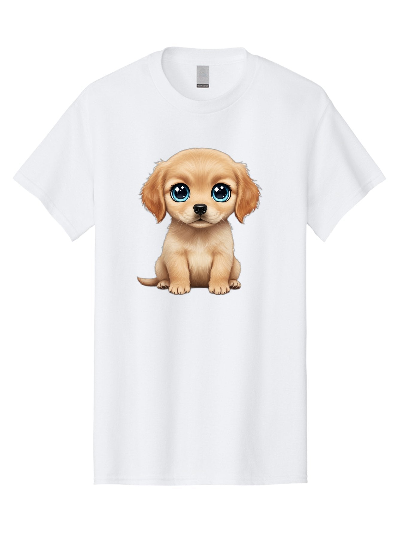 Puppy Men'S Graphic Tee, 100% Cotton, Comfortable Casual Summer Wear, Machine Washable, Adorable Puppy, Cute Dog, Blue Eyes, Fluffy Fur, Sweet Expression, Endearing Animal, Furry Friend, Digital Art, Cartoon Character, Playful, Charming Bac353 15