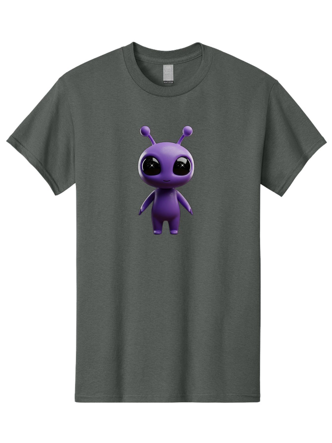Purple-Alien-Character Men'S Graphic Tee, 100% Cotton, Comfortable Casual Summer Wear, Machine Washable, Cartoon Alien, Purple Creature, Large Eyes, Antennae, Simple Design, 3D Rendering, Kawaii Character, Digital Art, Fun Graphic, Bac354 14