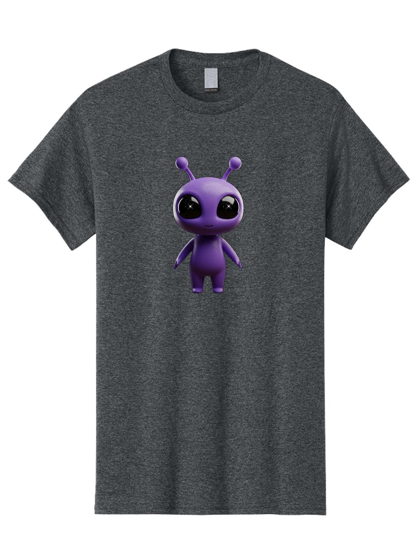 Purple-Alien-Character Men'S Graphic Tee, 100% Cotton, Comfortable Casual Summer Wear, Machine Washable, Cartoon Alien, Purple Creature, Large Eyes, Antennae, Simple Design, 3D Rendering, Kawaii Character, Digital Art, Fun Graphic, Bac354 11