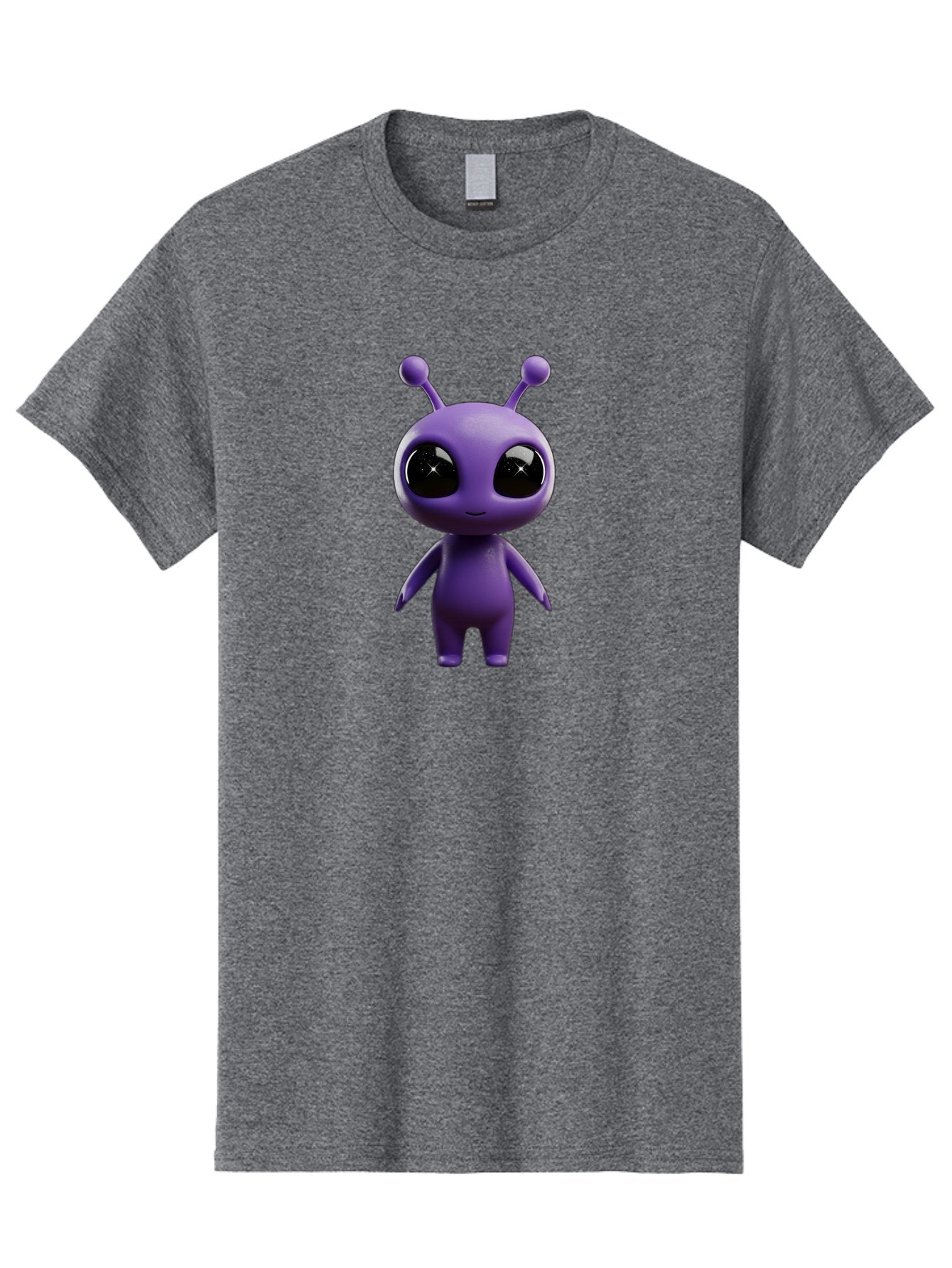 Purple-Alien-Character Men'S Graphic Tee, 100% Cotton, Comfortable Casual Summer Wear, Machine Washable, Cartoon Alien, Purple Creature, Large Eyes, Antennae, Simple Design, 3D Rendering, Kawaii Character, Digital Art, Fun Graphic, Bac354 9