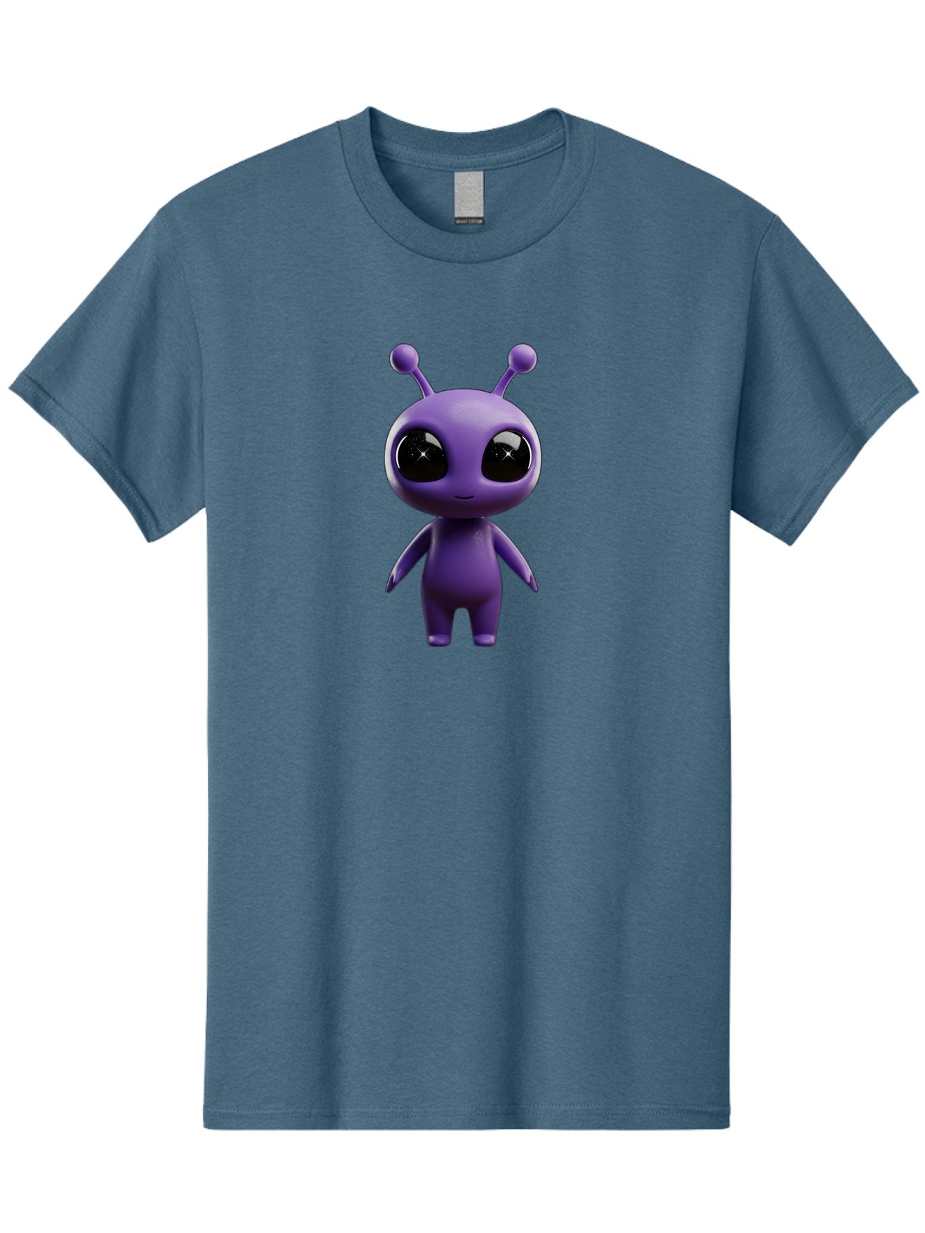 Purple-Alien-Character Men'S Graphic Tee, 100% Cotton, Comfortable Casual Summer Wear, Machine Washable, Cartoon Alien, Purple Creature, Large Eyes, Antennae, Simple Design, 3D Rendering, Kawaii Character, Digital Art, Fun Graphic, Bac354 12