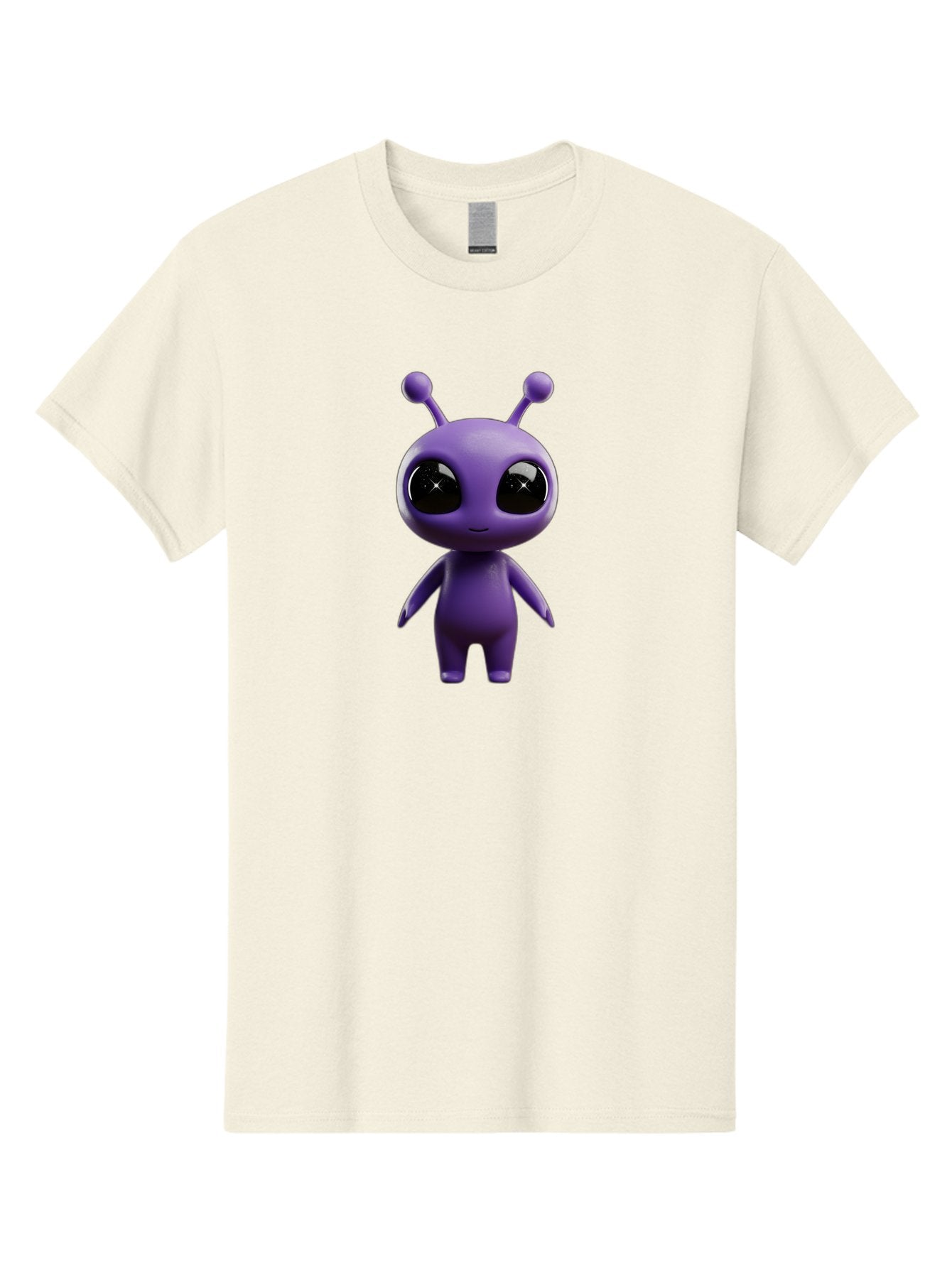 Purple-Alien-Character Men'S Graphic Tee, 100% Cotton, Comfortable Casual Summer Wear, Machine Washable, Cartoon Alien, Purple Creature, Large Eyes, Antennae, Simple Design, 3D Rendering, Kawaii Character, Digital Art, Fun Graphic, Bac354 10
