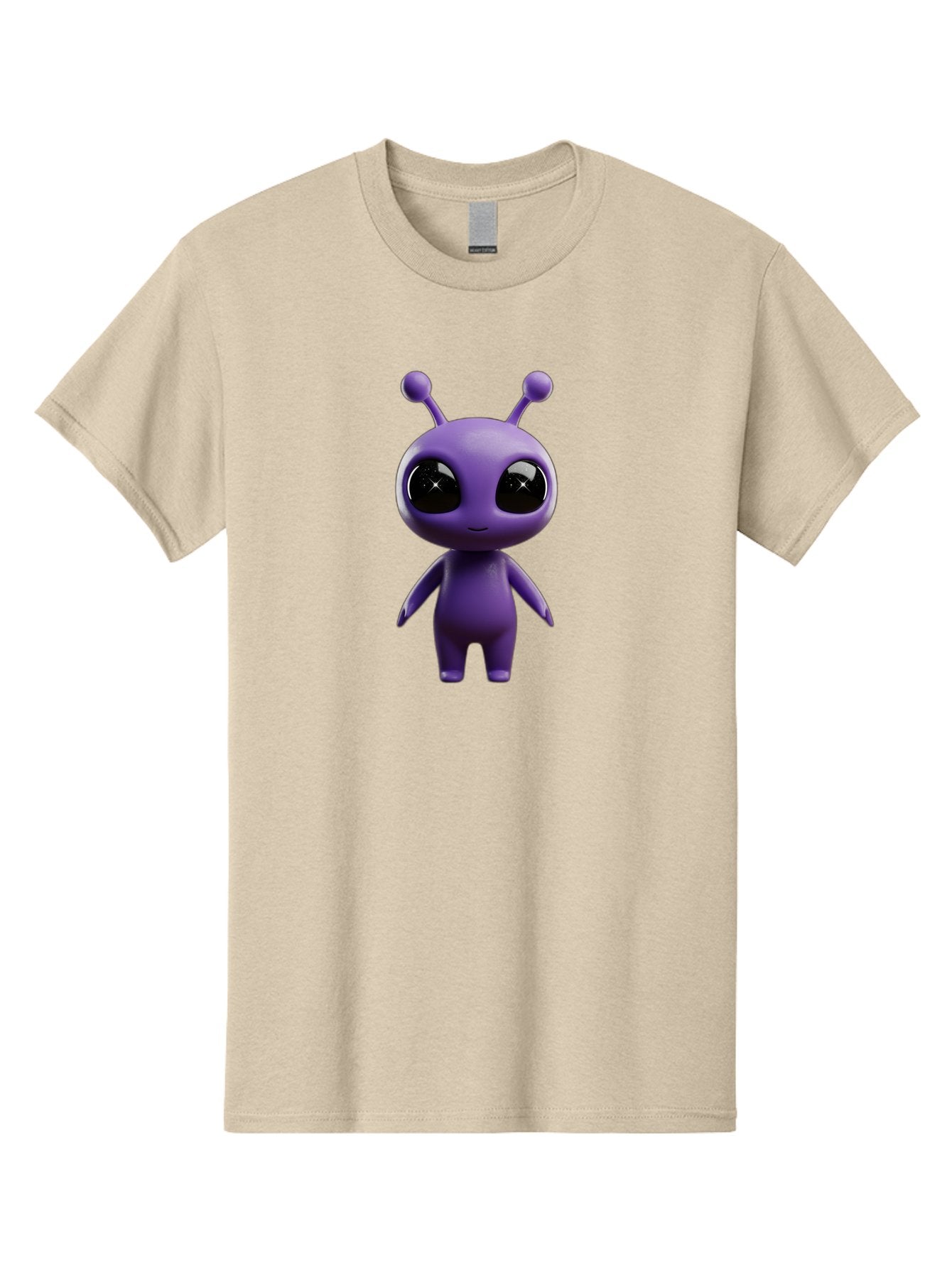 Purple-Alien-Character Men'S Graphic Tee, 100% Cotton, Comfortable Casual Summer Wear, Machine Washable, Cartoon Alien, Purple Creature, Large Eyes, Antennae, Simple Design, 3D Rendering, Kawaii Character, Digital Art, Fun Graphic, Bac354 15