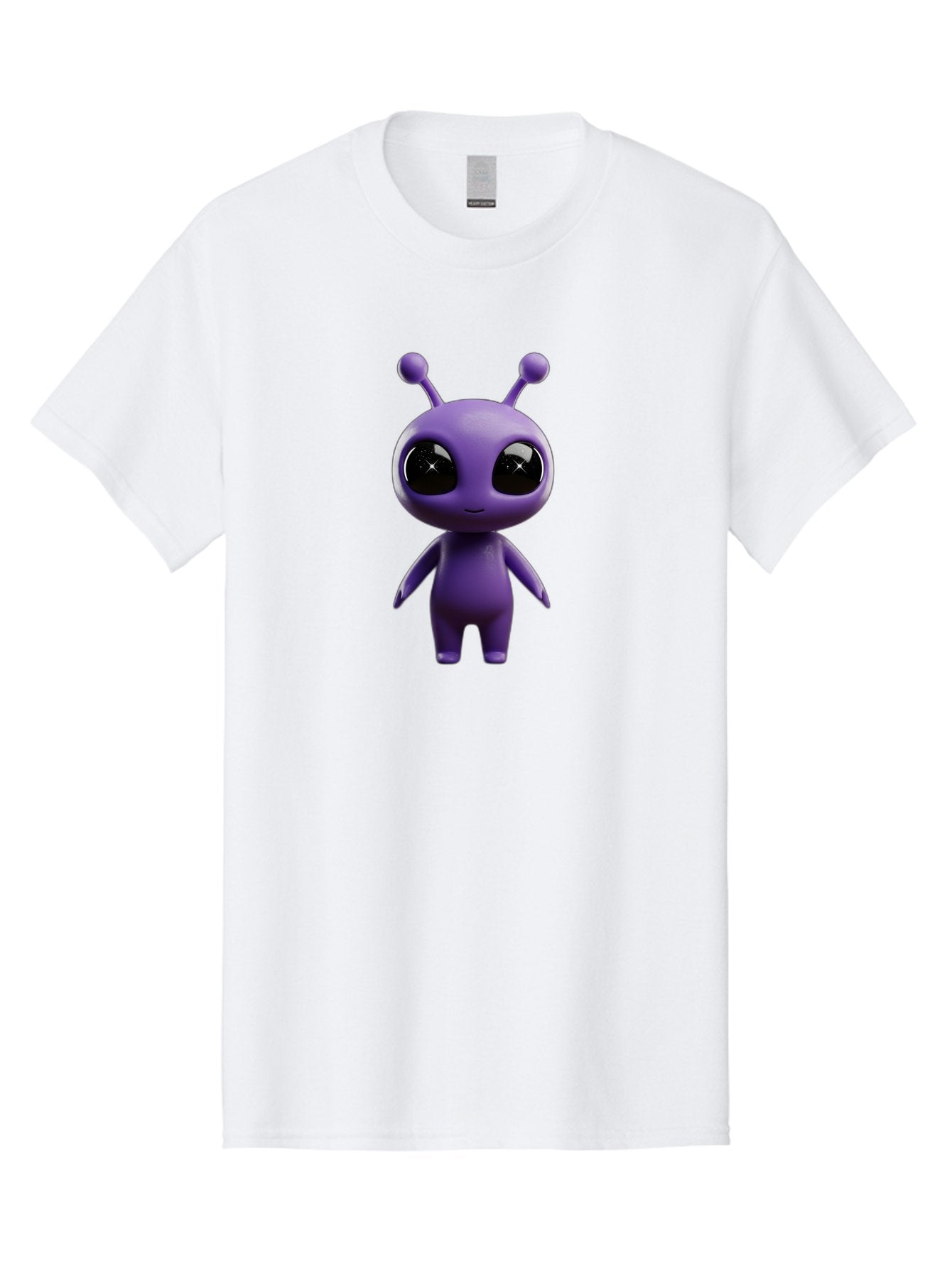 Purple-Alien-Character Men'S Graphic Tee, 100% Cotton, Comfortable Casual Summer Wear, Machine Washable, Cartoon Alien, Purple Creature, Large Eyes, Antennae, Simple Design, 3D Rendering, Kawaii Character, Digital Art, Fun Graphic, Bac354 3