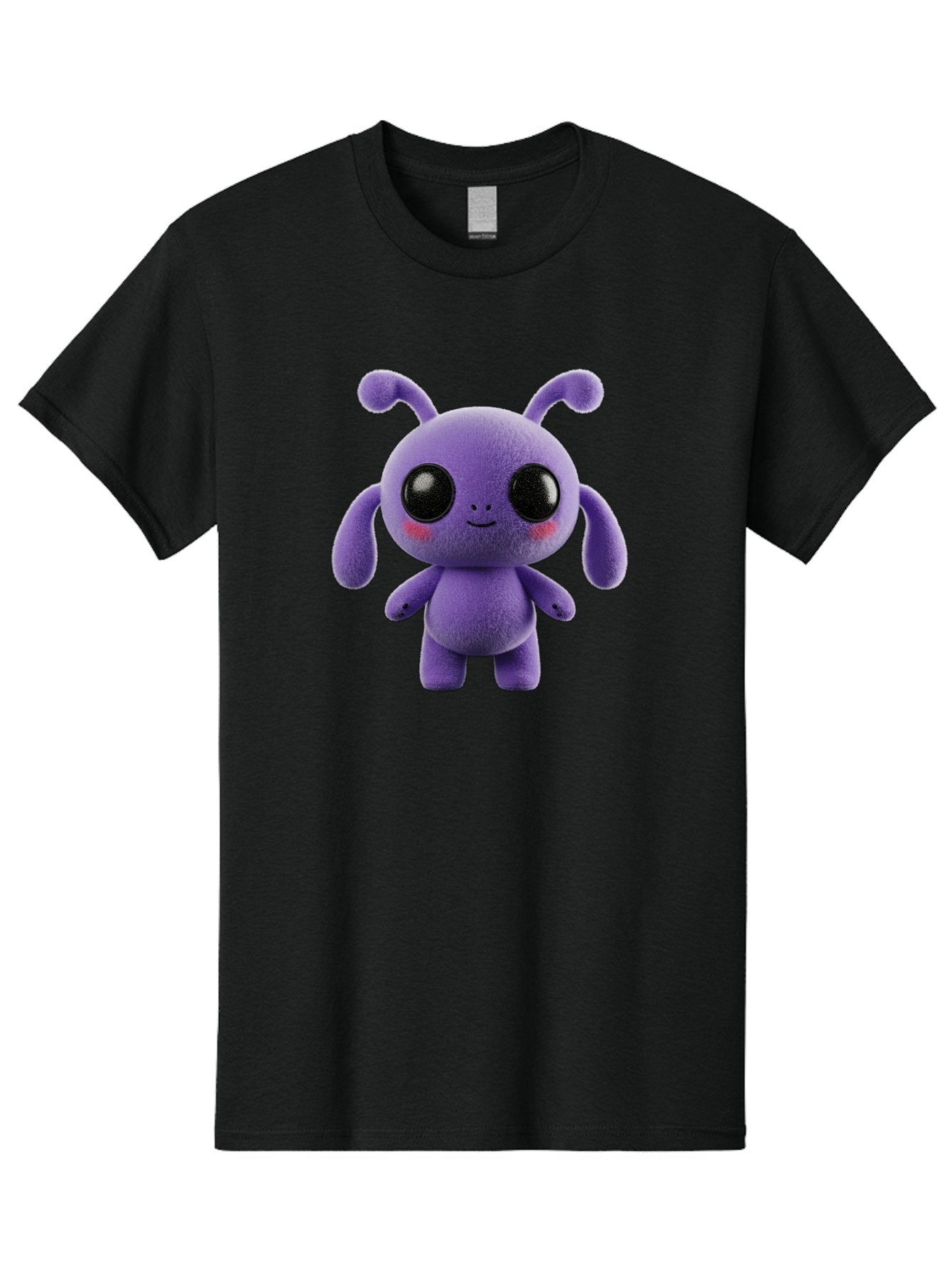 Purple-Alien Men'S Graphic Tee, 100% Cotton, Comfortable Casual Summer Wear, Machine Washable, Cute Alien Character, Soft Plush Toy, Purple Creature, Big Black Eyes, Smiling Face, Fluffy Texture, Whimsical Design, Adorable Illustration, Bac355 6