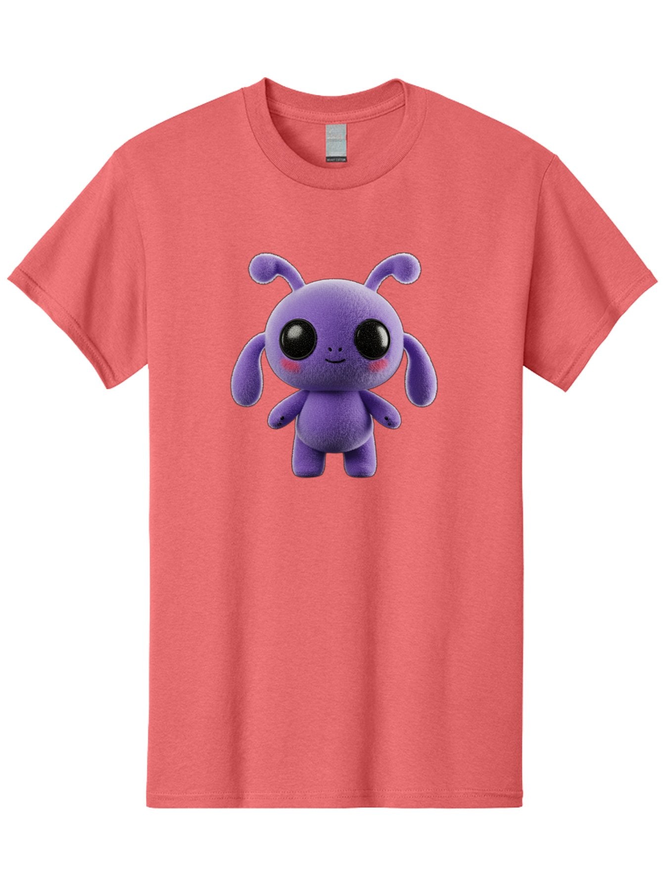 Purple-Alien Men'S Graphic Tee, 100% Cotton, Comfortable Casual Summer Wear, Machine Washable, Cute Alien Character, Soft Plush Toy, Purple Creature, Big Black Eyes, Smiling Face, Fluffy Texture, Whimsical Design, Adorable Illustration, Bac355 3