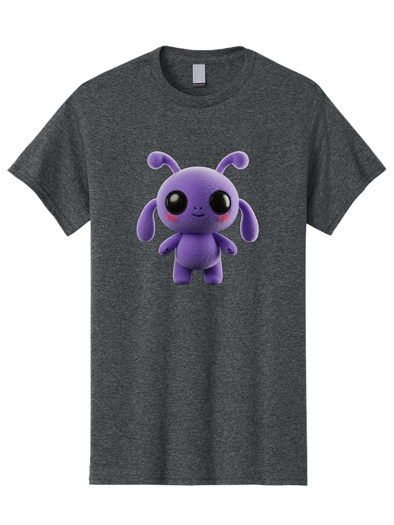 Purple-Alien Men'S Graphic Tee, 100% Cotton, Comfortable Casual Summer Wear, Machine Washable, Cute Alien Character, Soft Plush Toy, Purple Creature, Big Black Eyes, Smiling Face, Fluffy Texture, Whimsical Design, Adorable Illustration, Bac355 12