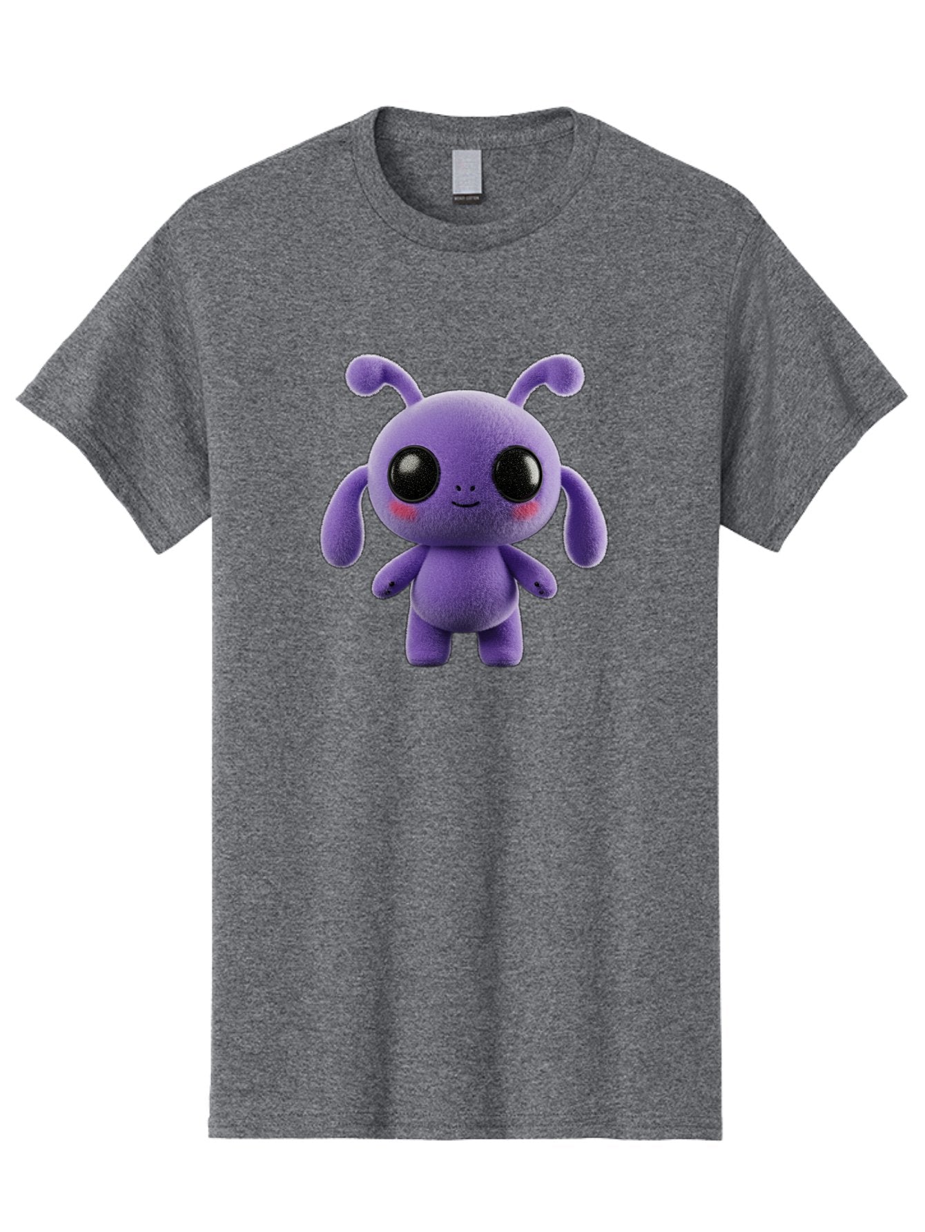Purple-Alien Men'S Graphic Tee, 100% Cotton, Comfortable Casual Summer Wear, Machine Washable, Cute Alien Character, Soft Plush Toy, Purple Creature, Big Black Eyes, Smiling Face, Fluffy Texture, Whimsical Design, Adorable Illustration, Bac355 10