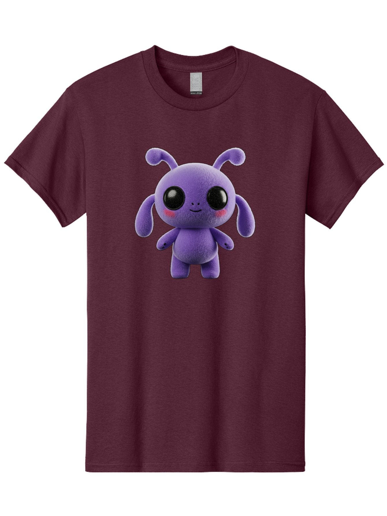Purple-Alien Men'S Graphic Tee, 100% Cotton, Comfortable Casual Summer Wear, Machine Washable, Cute Alien Character, Soft Plush Toy, Purple Creature, Big Black Eyes, Smiling Face, Fluffy Texture, Whimsical Design, Adorable Illustration, Bac355 13
