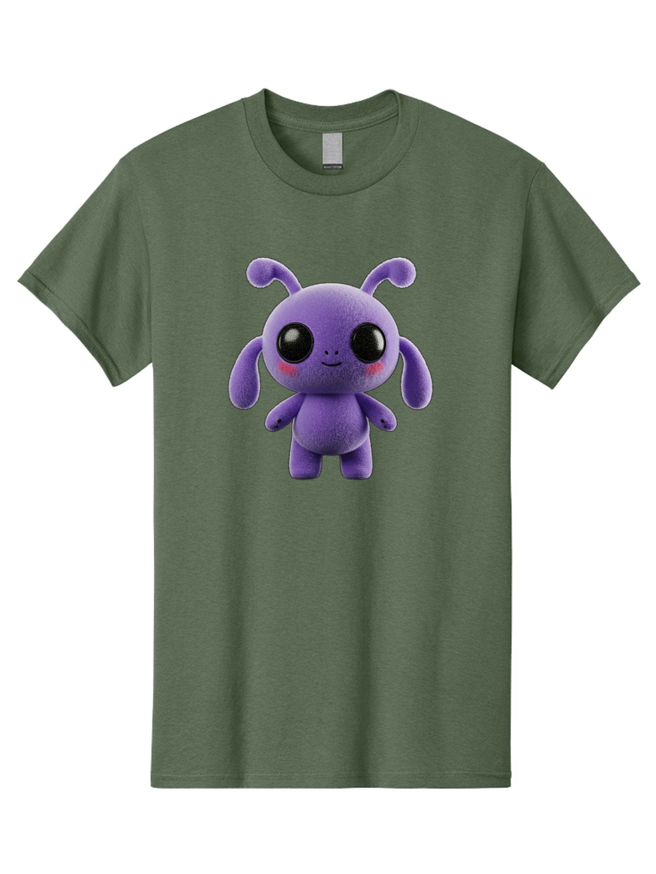 Purple-Alien Men'S Graphic Tee, 100% Cotton, Comfortable Casual Summer Wear, Machine Washable, Cute Alien Character, Soft Plush Toy, Purple Creature, Big Black Eyes, Smiling Face, Fluffy Texture, Whimsical Design, Adorable Illustration, Bac355 9