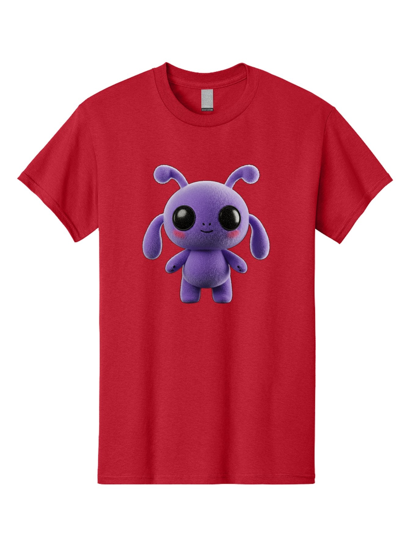 Purple-Alien Men'S Graphic Tee, 100% Cotton, Comfortable Casual Summer Wear, Machine Washable, Cute Alien Character, Soft Plush Toy, Purple Creature, Big Black Eyes, Smiling Face, Fluffy Texture, Whimsical Design, Adorable Illustration, Bac355 5