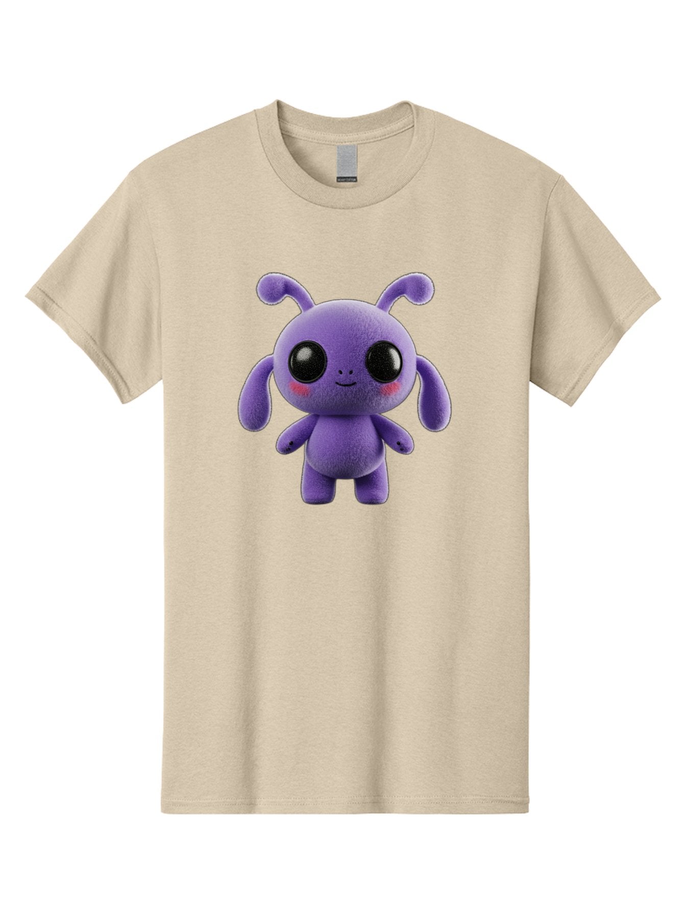 Purple-Alien Men'S Graphic Tee, 100% Cotton, Comfortable Casual Summer Wear, Machine Washable, Cute Alien Character, Soft Plush Toy, Purple Creature, Big Black Eyes, Smiling Face, Fluffy Texture, Whimsical Design, Adorable Illustration, Bac355 15