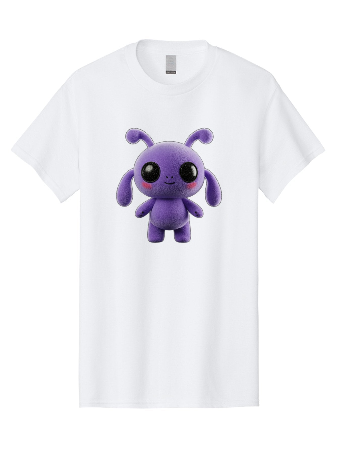 Purple-Alien Men'S Graphic Tee, 100% Cotton, Comfortable Casual Summer Wear, Machine Washable, Cute Alien Character, Soft Plush Toy, Purple Creature, Big Black Eyes, Smiling Face, Fluffy Texture, Whimsical Design, Adorable Illustration, Bac355 7