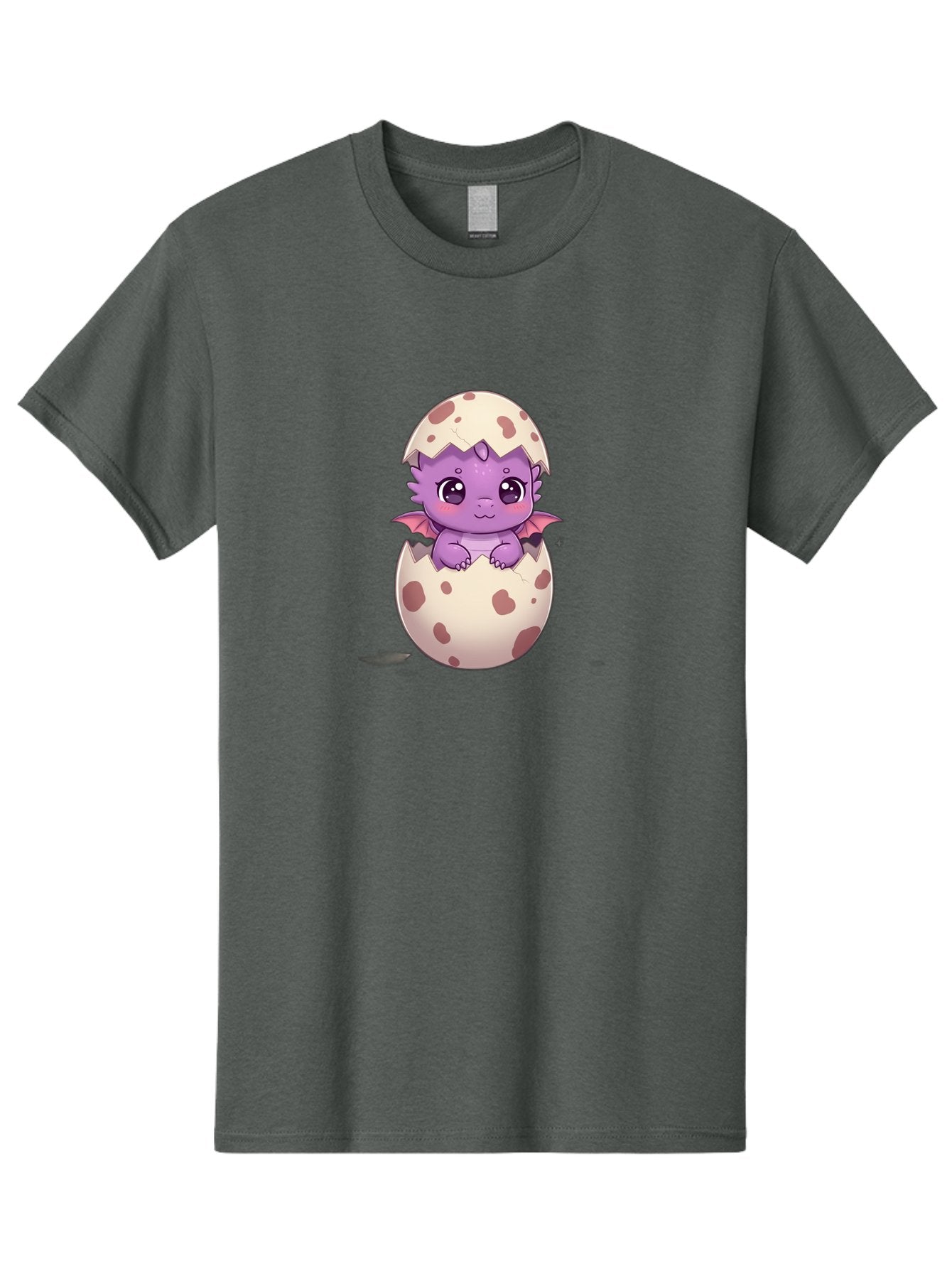 Purple-Dragon-Hatching Men'S Graphic Tee, 100% Cotton, Comfortable Casual Summer Wear, Machine Washable, Cute Dragon Hatching, Adorable Creature, Fantasy Art, Purple Dragon, Eggshell, Cartoon Character, Nursery Decor, Baby Dragon, Bac356 7