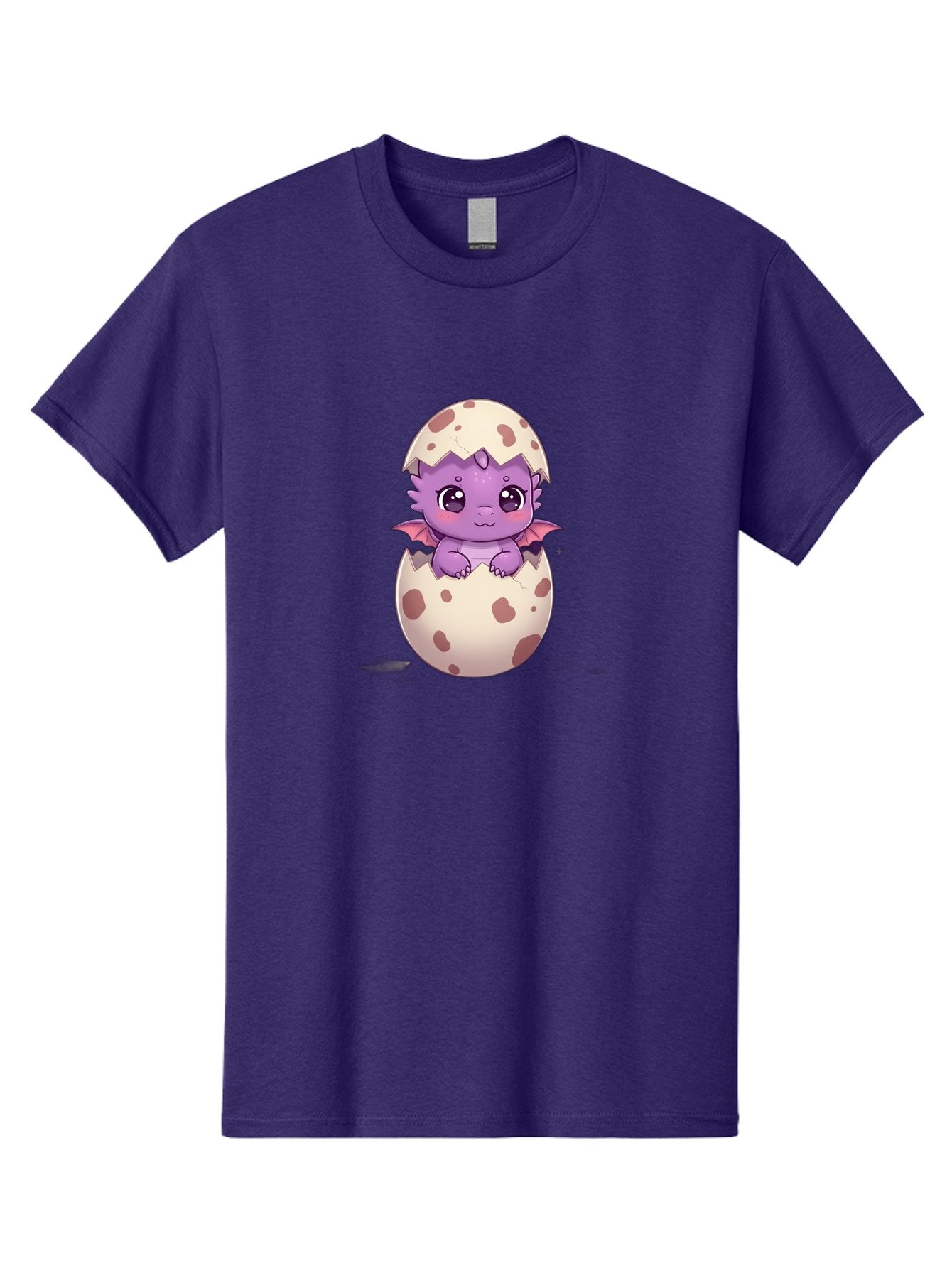 Purple-Dragon-Hatching Men'S Graphic Tee, 100% Cotton, Comfortable Casual Summer Wear, Machine Washable, Cute Dragon Hatching, Adorable Creature, Fantasy Art, Purple Dragon, Eggshell, Cartoon Character, Nursery Decor, Baby Dragon, Bac356 8