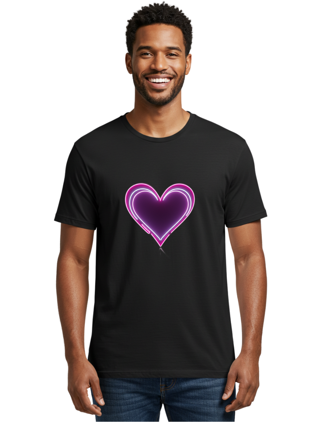 Purple-Heart-Balloon Men'S Graphic Tee, 100% Cotton, Comfortable Casual Summer Wear, Machine Washable, Heart-Shaped Balloon, Purple Balloon, Heart Design, Glowing Heart, Neon Heart, Festive Decoration, Party Decoration, Love Symbol, Bac358 23