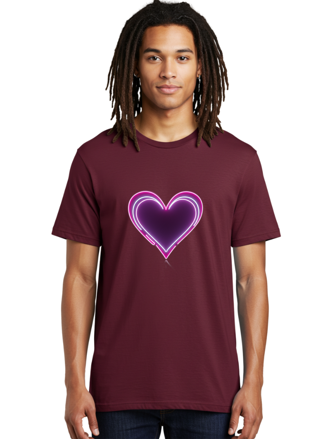 Purple-Heart-Balloon Men'S Graphic Tee, 100% Cotton, Comfortable Casual Summer Wear, Machine Washable, Heart-Shaped Balloon, Purple Balloon, Heart Design, Glowing Heart, Neon Heart, Festive Decoration, Party Decoration, Love Symbol, Bac358 28