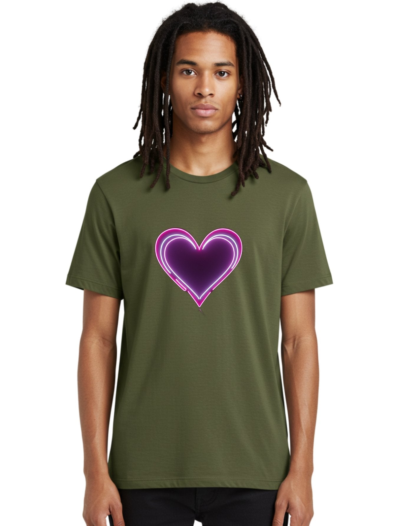 Purple-Heart-Balloon Men'S Graphic Tee, 100% Cotton, Comfortable Casual Summer Wear, Machine Washable, Heart-Shaped Balloon, Purple Balloon, Heart Design, Glowing Heart, Neon Heart, Festive Decoration, Party Decoration, Love Symbol, Bac358 18