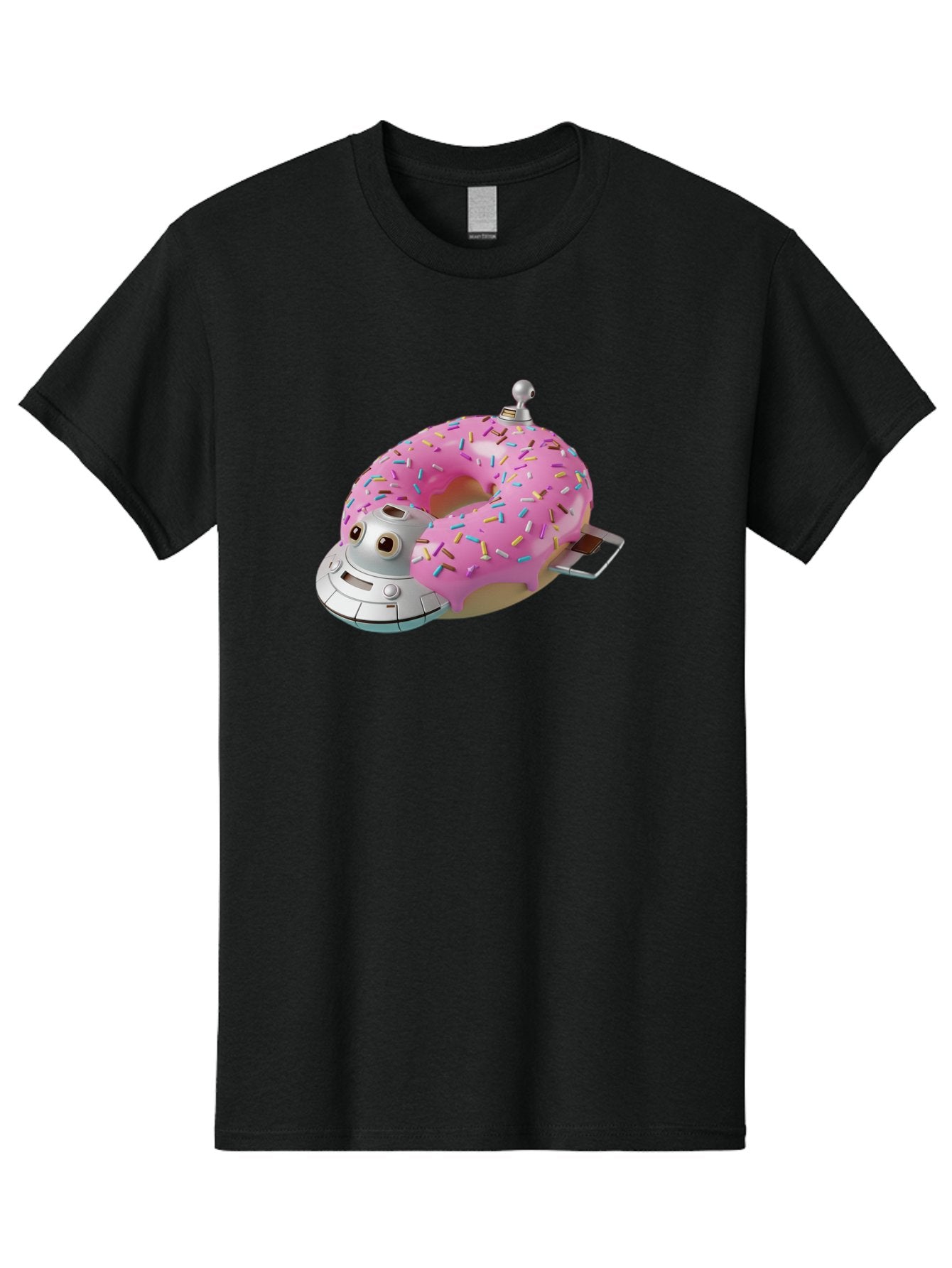 R2D2-Donut Men'S Graphic Tee, 100% Cotton, Comfortable Casual Summer Wear, Machine Washable, Pink Frosted Donut, Rainbow Sprinkles, R2D2 Robot, Star Wars Character, Sweet Treats, Whimsical Design, Playful Illustration, Colorful Dessert, Bac359 8
