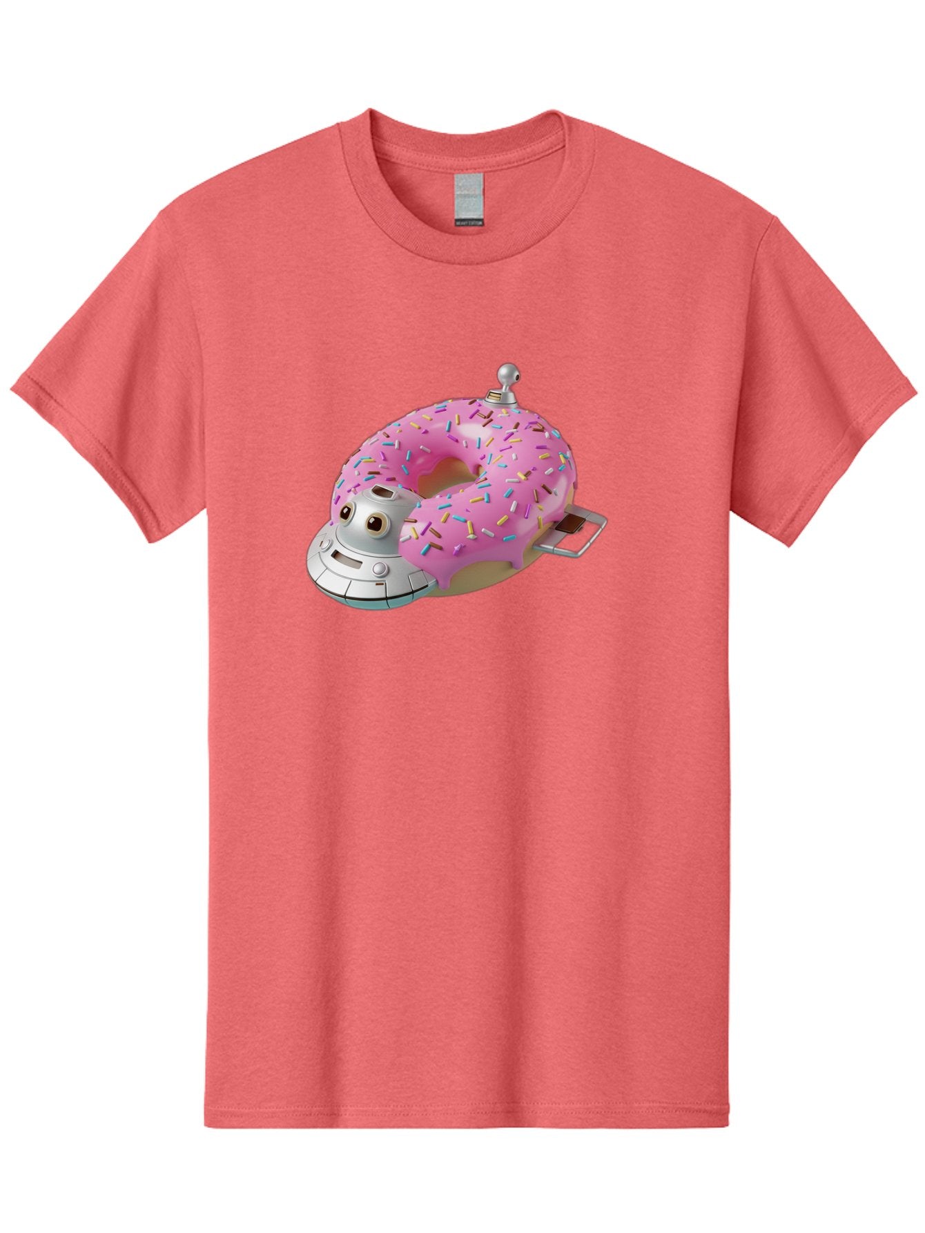 R2D2-Donut Men'S Graphic Tee, 100% Cotton, Comfortable Casual Summer Wear, Machine Washable, Pink Frosted Donut, Rainbow Sprinkles, R2D2 Robot, Star Wars Character, Sweet Treats, Whimsical Design, Playful Illustration, Colorful Dessert, Bac359 4