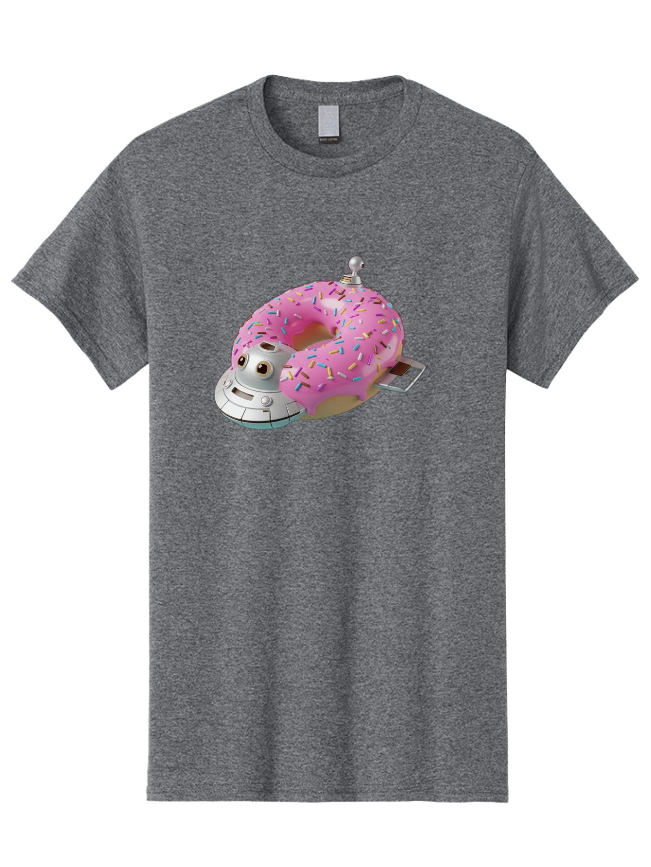 R2D2-Donut Men'S Graphic Tee, 100% Cotton, Comfortable Casual Summer Wear, Machine Washable, Pink Frosted Donut, Rainbow Sprinkles, R2D2 Robot, Star Wars Character, Sweet Treats, Whimsical Design, Playful Illustration, Colorful Dessert, Bac359 9
