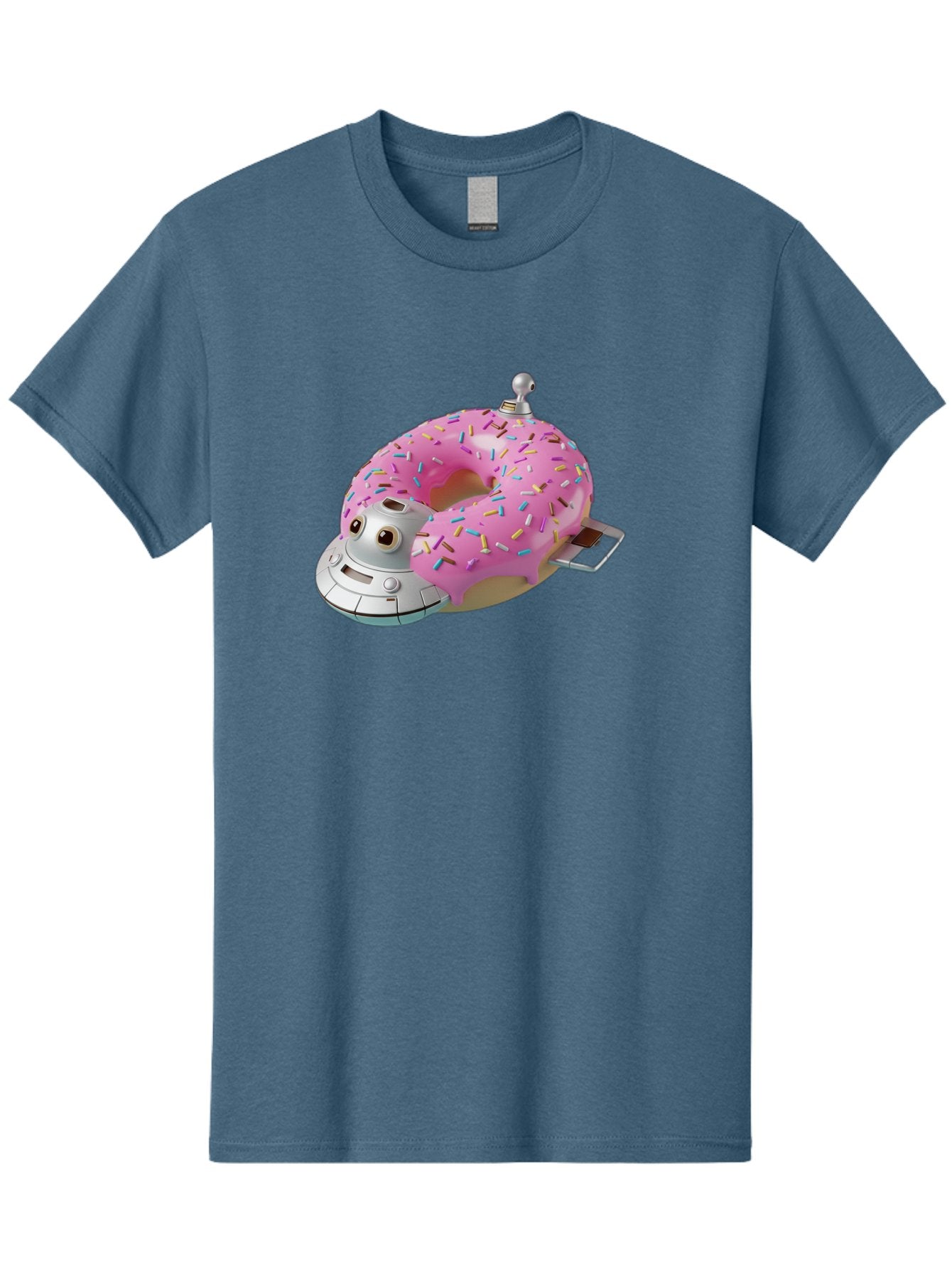 R2D2-Donut Men'S Graphic Tee, 100% Cotton, Comfortable Casual Summer Wear, Machine Washable, Pink Frosted Donut, Rainbow Sprinkles, R2D2 Robot, Star Wars Character, Sweet Treats, Whimsical Design, Playful Illustration, Colorful Dessert, Bac359 12
