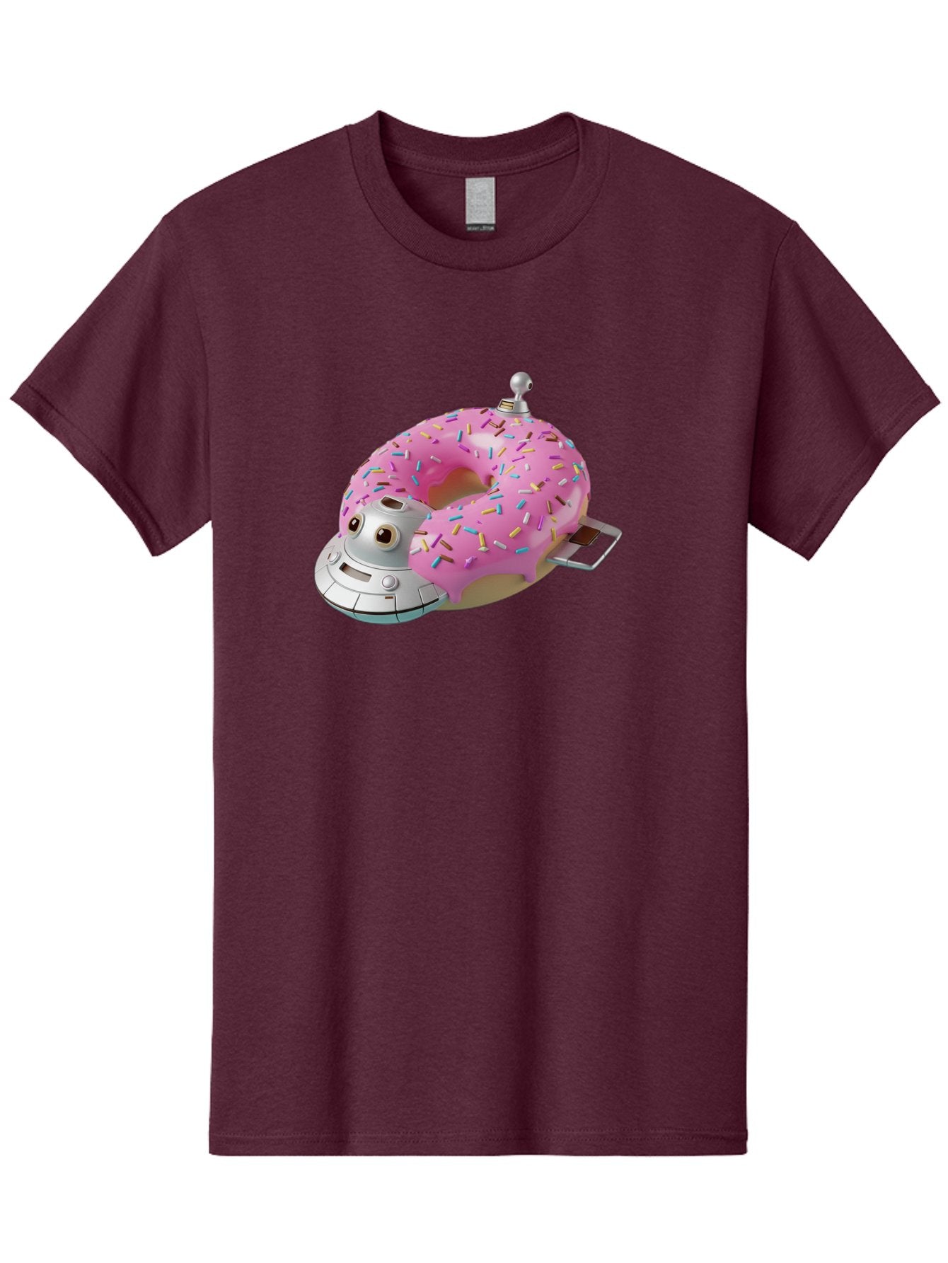 R2D2-Donut Men'S Graphic Tee, 100% Cotton, Comfortable Casual Summer Wear, Machine Washable, Pink Frosted Donut, Rainbow Sprinkles, R2D2 Robot, Star Wars Character, Sweet Treats, Whimsical Design, Playful Illustration, Colorful Dessert, Bac359 15