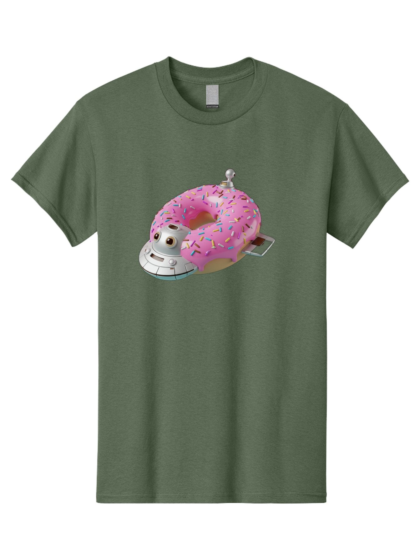 R2D2-Donut Men'S Graphic Tee, 100% Cotton, Comfortable Casual Summer Wear, Machine Washable, Pink Frosted Donut, Rainbow Sprinkles, R2D2 Robot, Star Wars Character, Sweet Treats, Whimsical Design, Playful Illustration, Colorful Dessert, Bac359 6