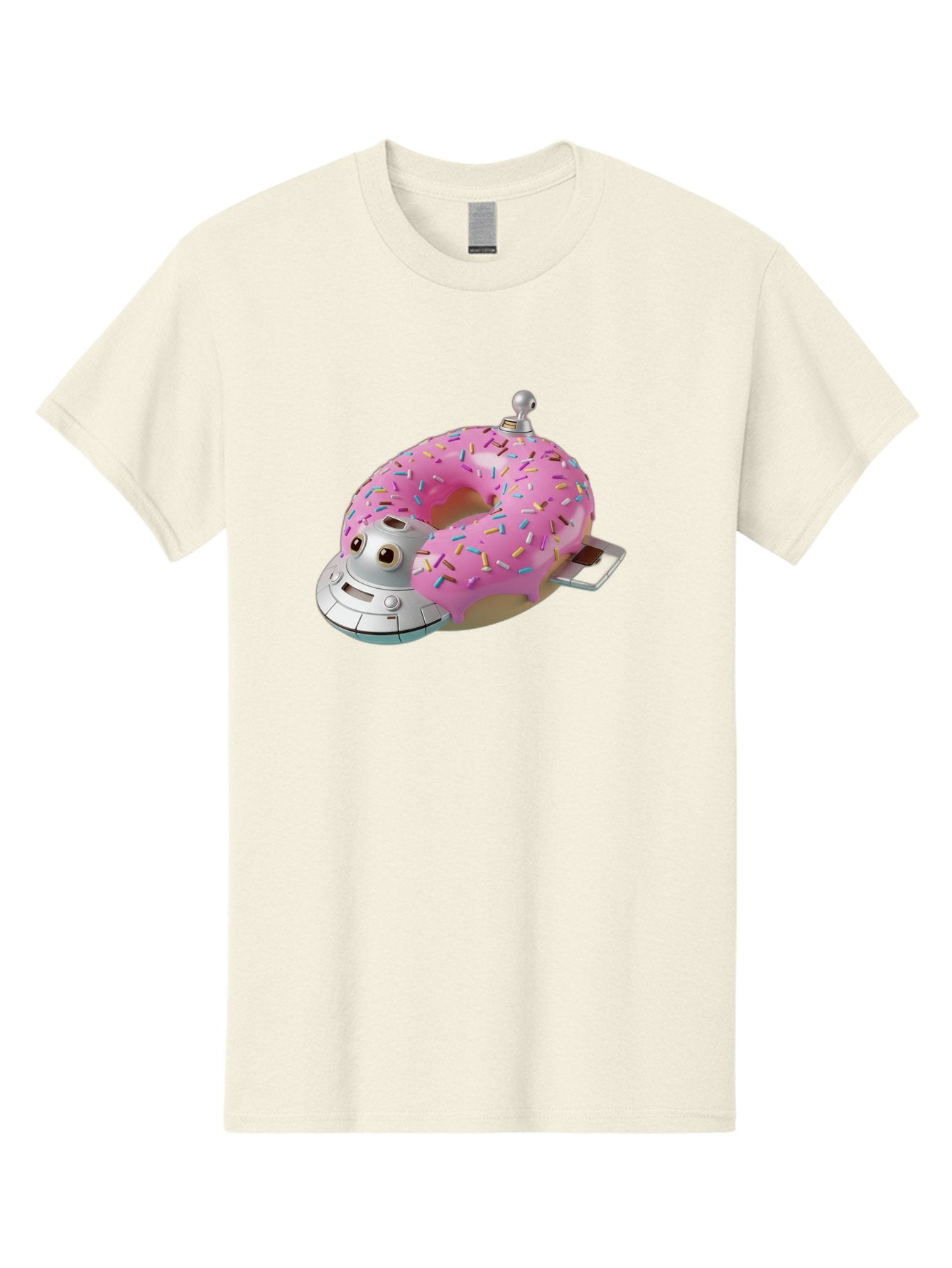 R2D2-Donut Men'S Graphic Tee, 100% Cotton, Comfortable Casual Summer Wear, Machine Washable, Pink Frosted Donut, Rainbow Sprinkles, R2D2 Robot, Star Wars Character, Sweet Treats, Whimsical Design, Playful Illustration, Colorful Dessert, Bac359 10