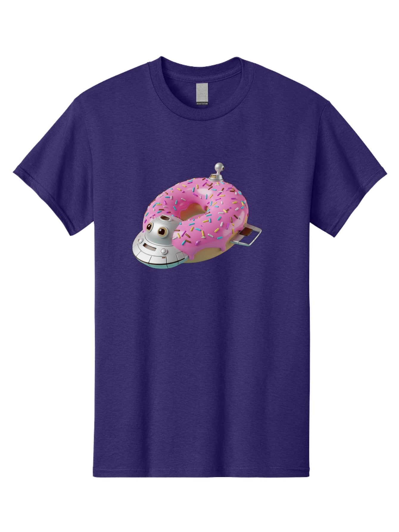R2D2-Donut Men'S Graphic Tee, 100% Cotton, Comfortable Casual Summer Wear, Machine Washable, Pink Frosted Donut, Rainbow Sprinkles, R2D2 Robot, Star Wars Character, Sweet Treats, Whimsical Design, Playful Illustration, Colorful Dessert, Bac359 3