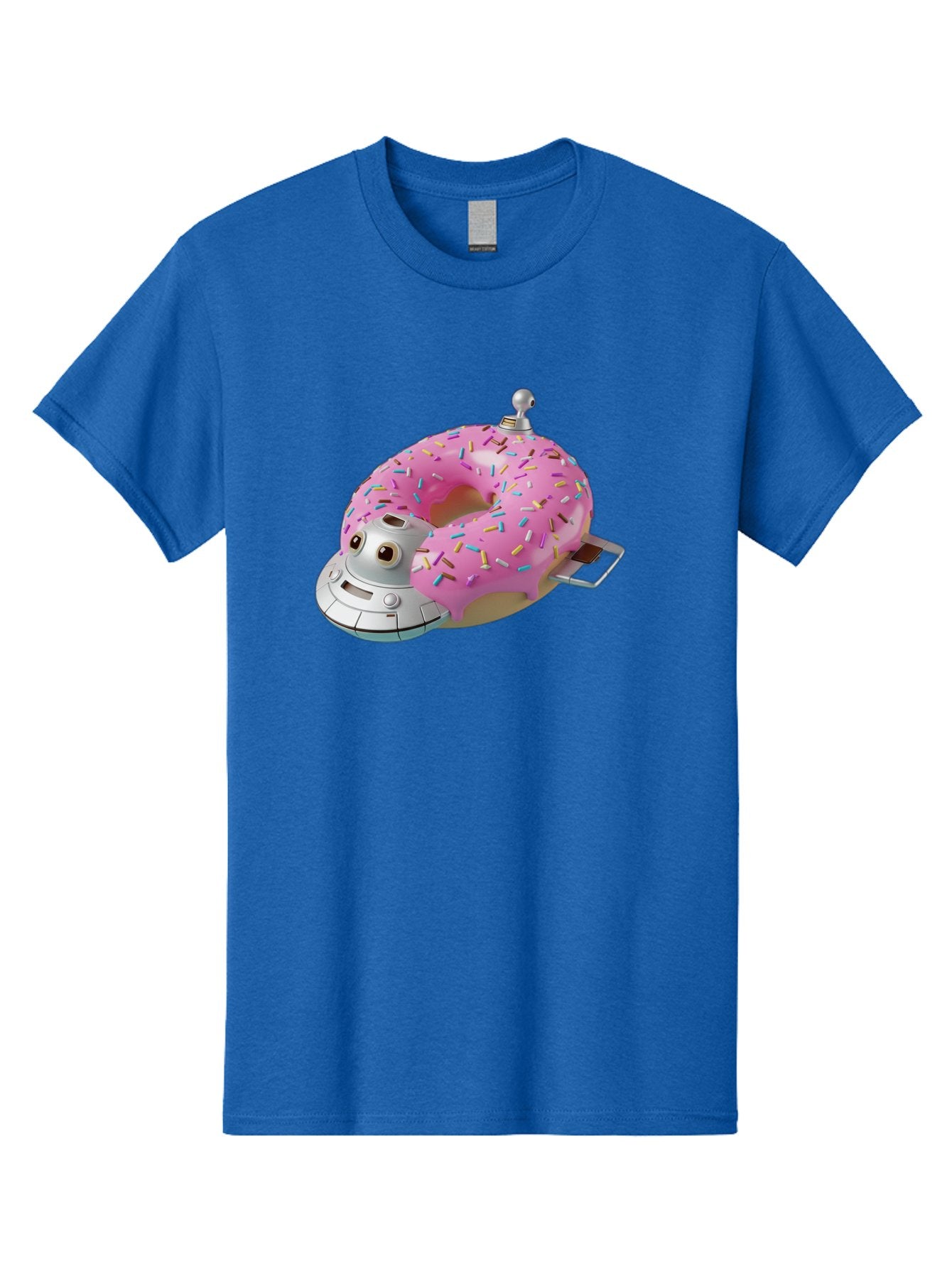 R2D2-Donut Men'S Graphic Tee, 100% Cotton, Comfortable Casual Summer Wear, Machine Washable, Pink Frosted Donut, Rainbow Sprinkles, R2D2 Robot, Star Wars Character, Sweet Treats, Whimsical Design, Playful Illustration, Colorful Dessert, Bac359 11