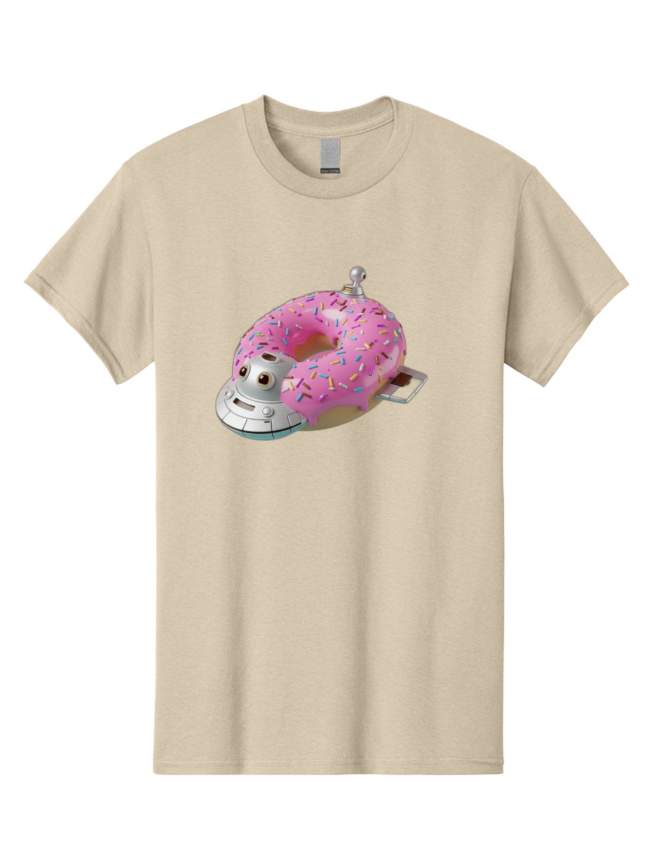 R2D2-Donut Men'S Graphic Tee, 100% Cotton, Comfortable Casual Summer Wear, Machine Washable, Pink Frosted Donut, Rainbow Sprinkles, R2D2 Robot, Star Wars Character, Sweet Treats, Whimsical Design, Playful Illustration, Colorful Dessert, Bac359 7