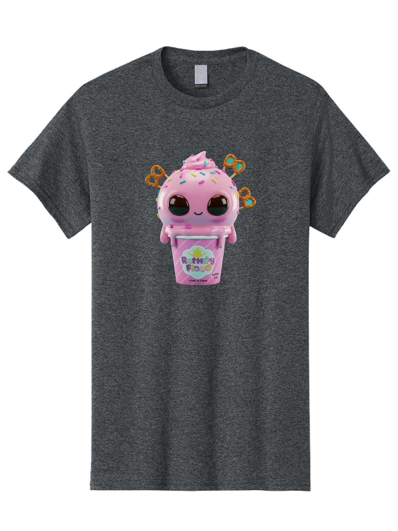 Rattley-Flave Men'S Graphic Tee, 100% Cotton, Comfortable Casual Summer Wear, Machine Washable, Pink Ice Cream, Cartoon Character, Sprinkles, Pretzel, Cute, Sweet Treat, Playful, Ruthy Flave, Colorful, Kawaii Bac361 15