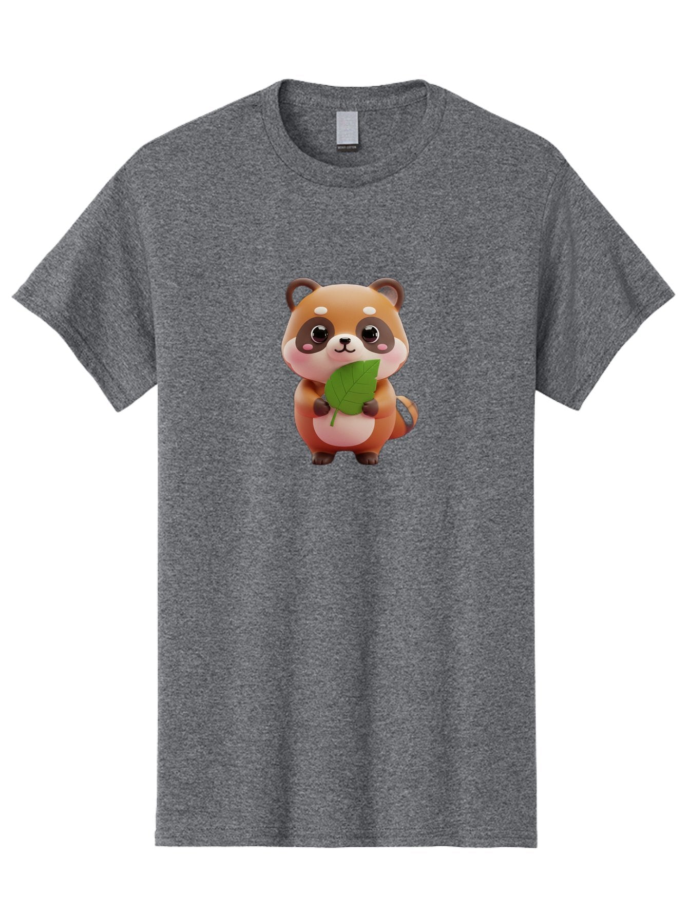 Red-Panda Men'S Graphic Tee, 100% Cotton, Comfortable Casual Summer Wear, Machine Washable, Cute Cartoon Red Panda, Kawaii Animal, Adorable Creature, Holding A Leaf, Cartoon Character, Red Panda Illustration, Kawaii Art, Digital Illustration, Bac364 10