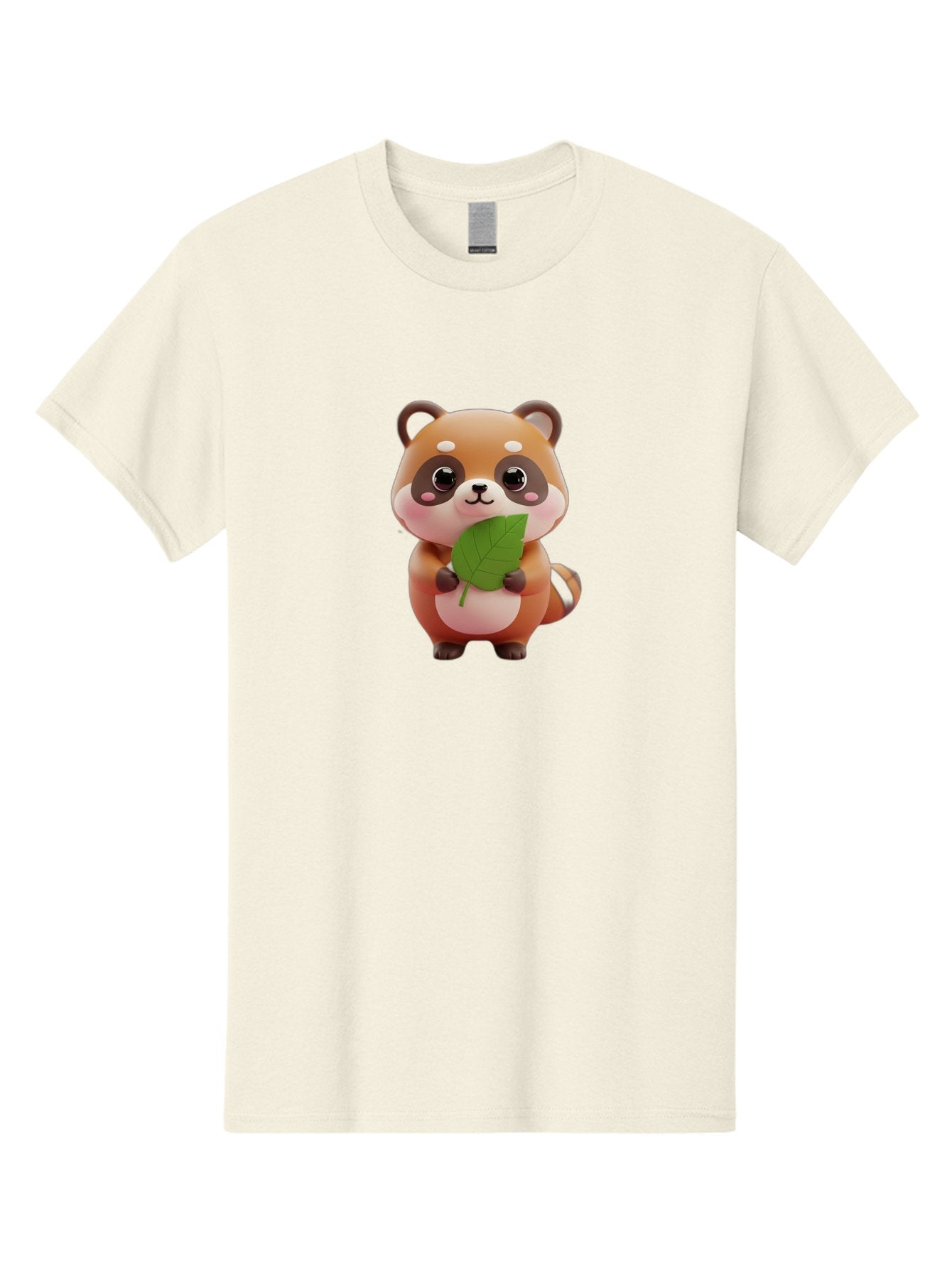 Red-Panda Men'S Graphic Tee, 100% Cotton, Comfortable Casual Summer Wear, Machine Washable, Cute Cartoon Red Panda, Kawaii Animal, Adorable Creature, Holding A Leaf, Cartoon Character, Red Panda Illustration, Kawaii Art, Digital Illustration, Bac364 5