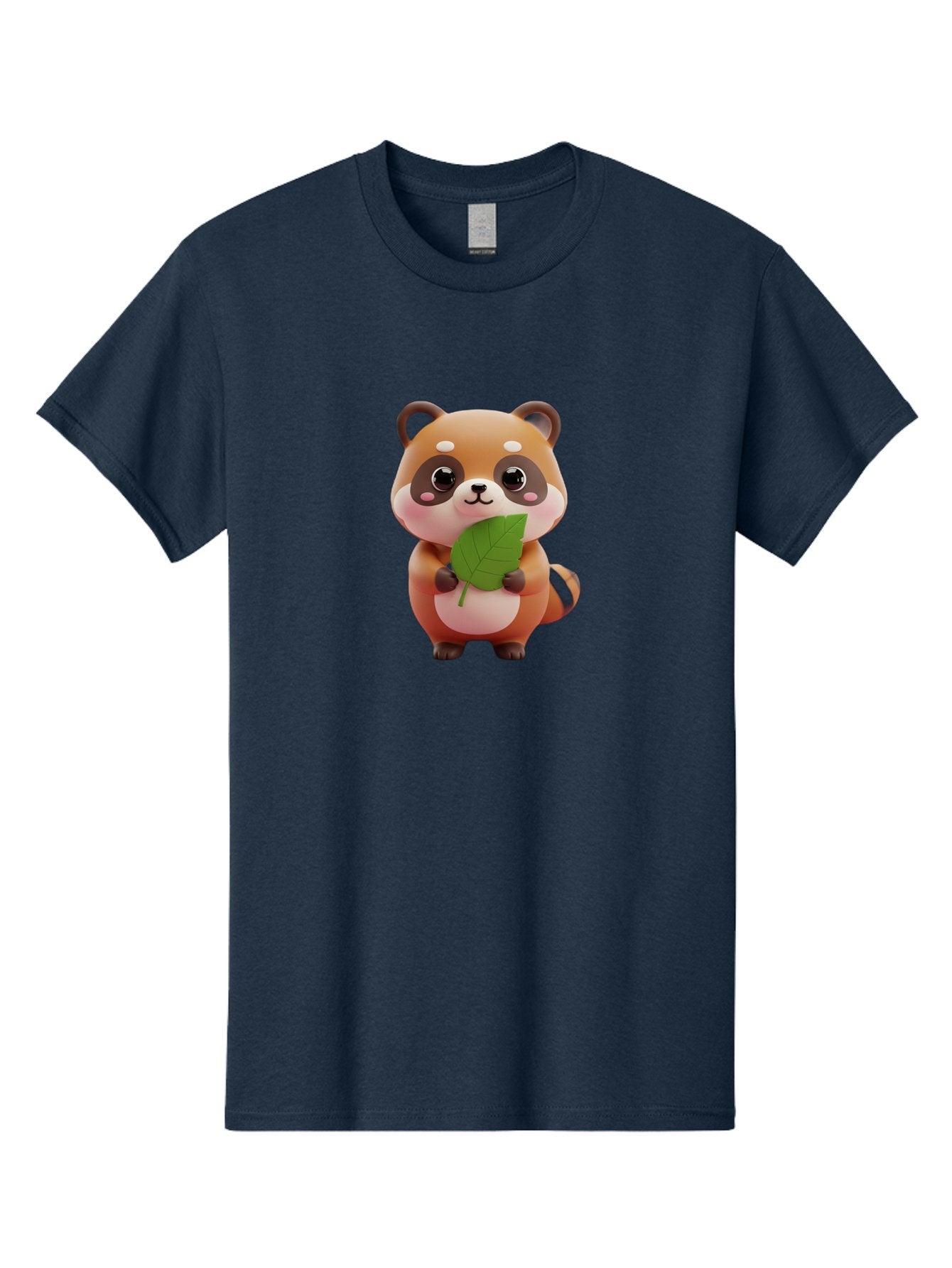 Red-Panda Men'S Graphic Tee, 100% Cotton, Comfortable Casual Summer Wear, Machine Washable, Cute Cartoon Red Panda, Kawaii Animal, Adorable Creature, Holding A Leaf, Cartoon Character, Red Panda Illustration, Kawaii Art, Digital Illustration, Bac364 11