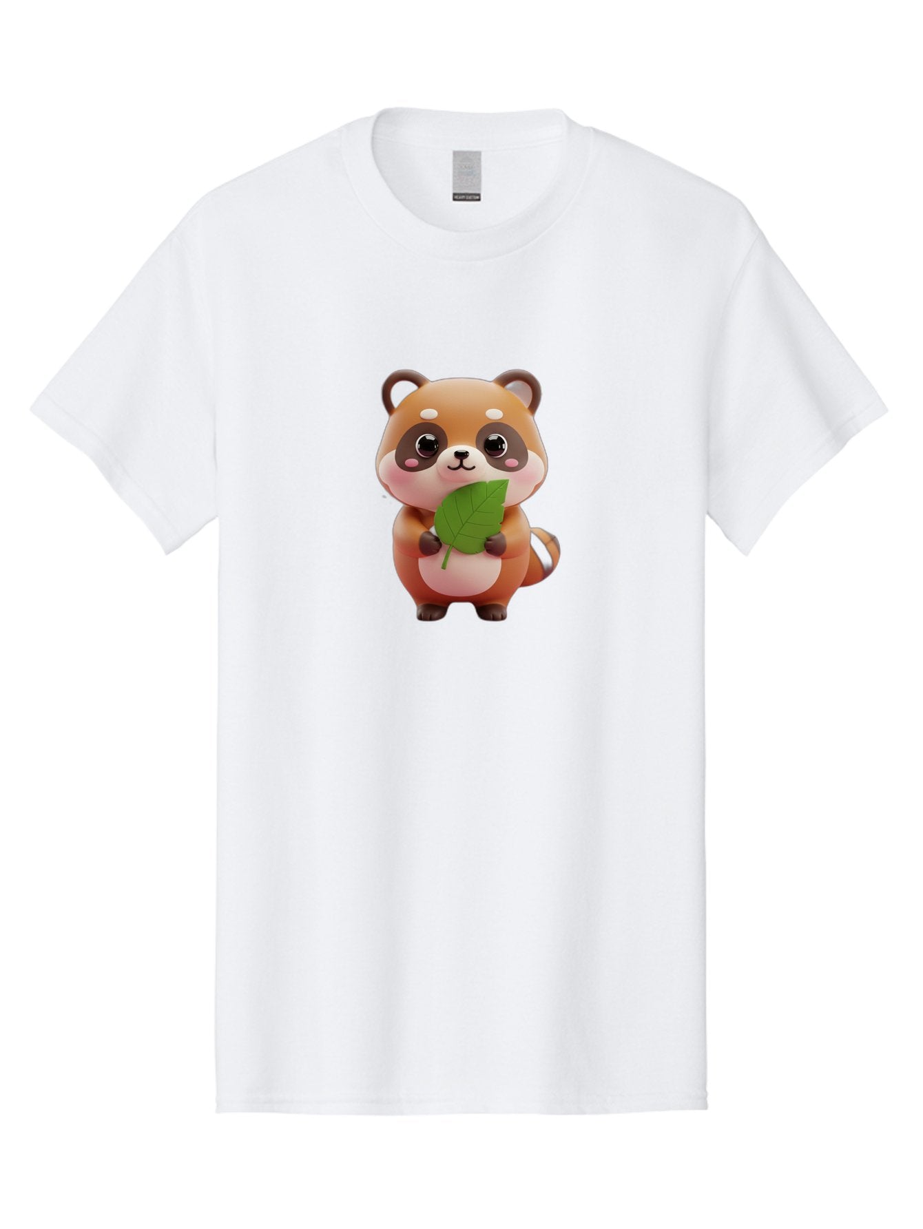 Red-Panda Men'S Graphic Tee, 100% Cotton, Comfortable Casual Summer Wear, Machine Washable, Cute Cartoon Red Panda, Kawaii Animal, Adorable Creature, Holding A Leaf, Cartoon Character, Red Panda Illustration, Kawaii Art, Digital Illustration, Bac364 4