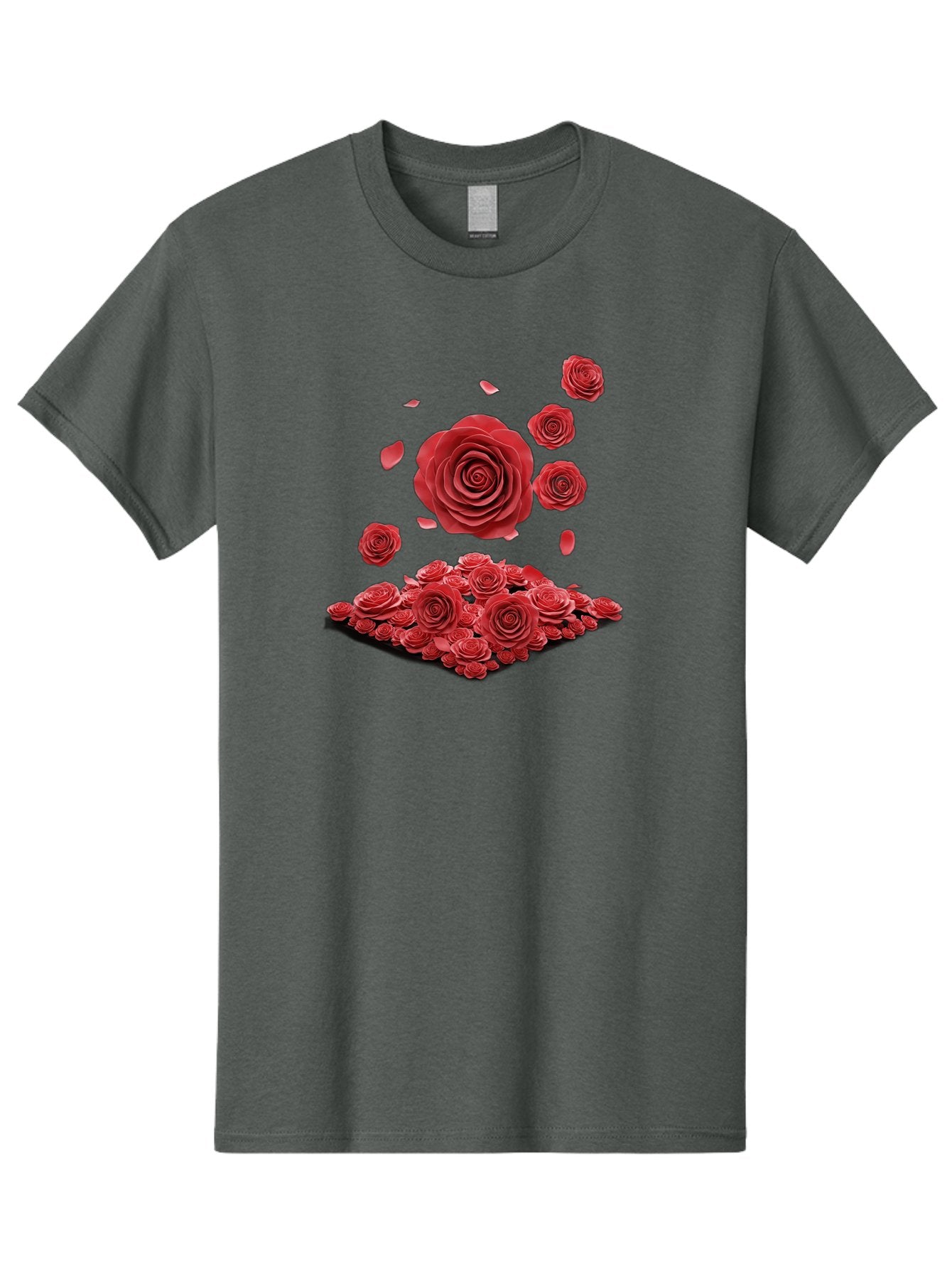 Red-Roses-1 Men'S Graphic Tee, 100% Cotton, Comfortable Casual Summer Wear, Machine Washable, Red Roses, Falling Flowers, Floral Arrangement, Rose Petals, Romantic Gesture, Love Symbol, Beautiful Blooms, Flower Power Bac365 6
