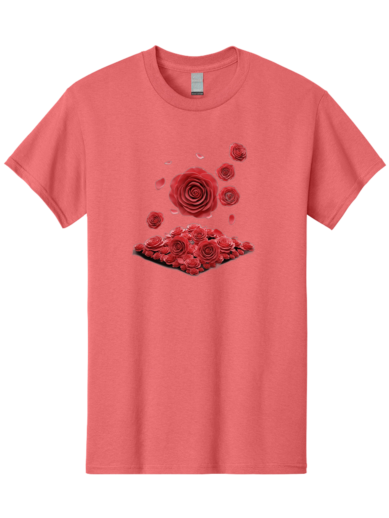 Red-Roses-1 Men'S Graphic Tee, 100% Cotton, Comfortable Casual Summer Wear, Machine Washable, Red Roses, Falling Flowers, Floral Arrangement, Rose Petals, Romantic Gesture, Love Symbol, Beautiful Blooms, Flower Power Bac365 6