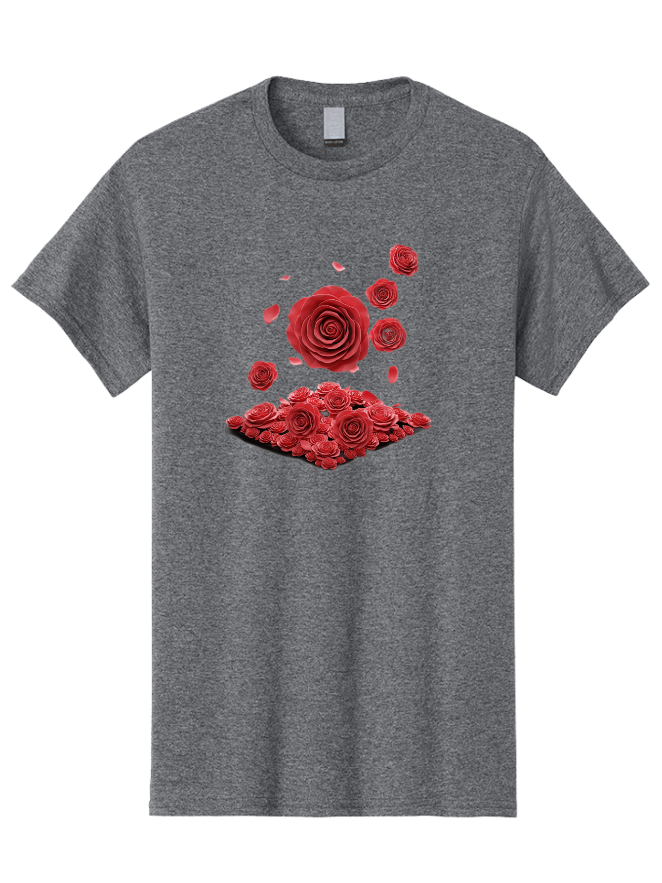 Red-Roses-1 Men'S Graphic Tee, 100% Cotton, Comfortable Casual Summer Wear, Machine Washable, Red Roses, Falling Flowers, Floral Arrangement, Rose Petals, Romantic Gesture, Love Symbol, Beautiful Blooms, Flower Power Bac365 14