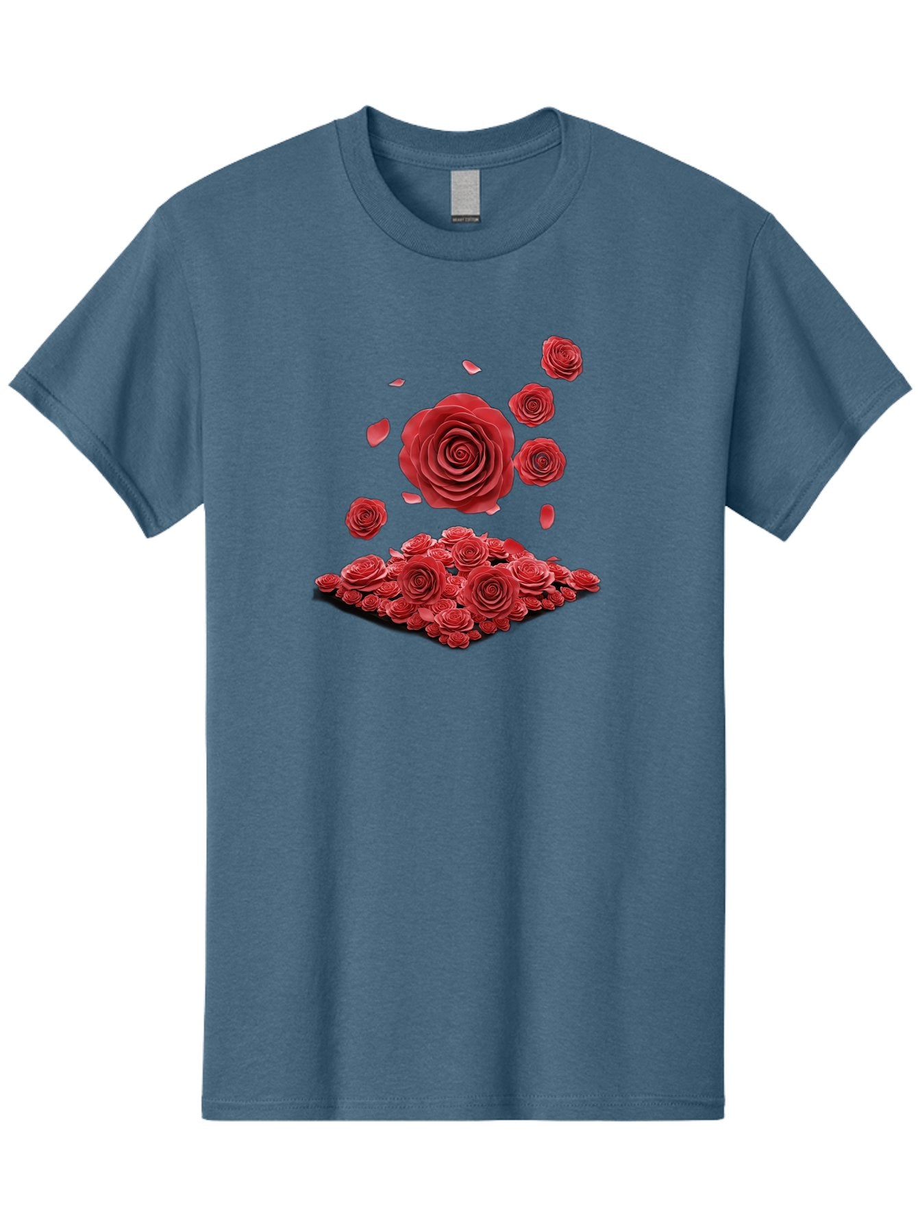 Red-Roses-1 Men'S Graphic Tee, 100% Cotton, Comfortable Casual Summer Wear, Machine Washable, Red Roses, Falling Flowers, Floral Arrangement, Rose Petals, Romantic Gesture, Love Symbol, Beautiful Blooms, Flower Power Bac365 3
