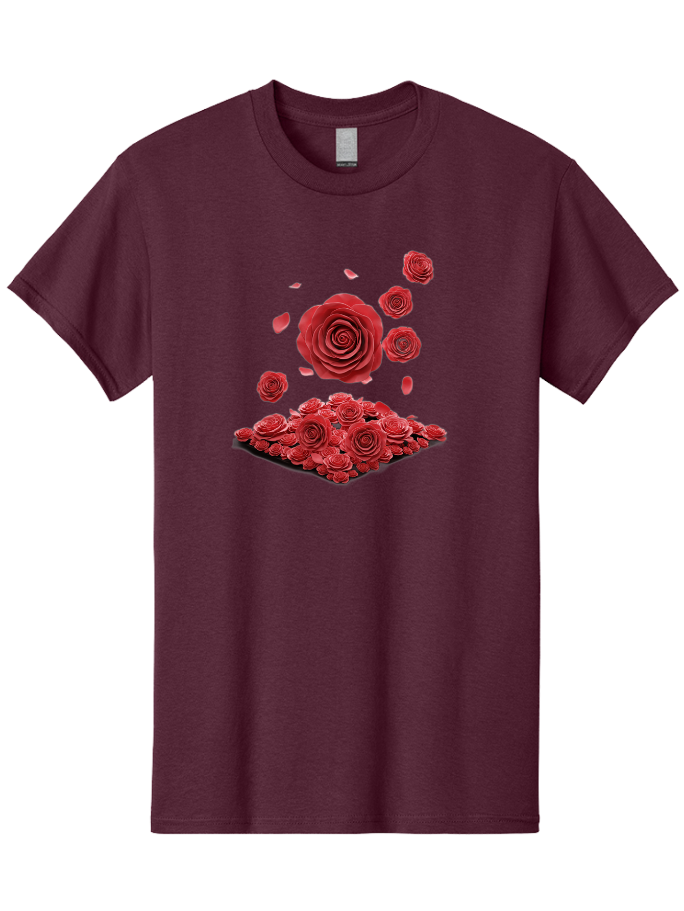 Red-Roses-1 Men'S Graphic Tee, 100% Cotton, Comfortable Casual Summer Wear, Machine Washable, Red Roses, Falling Flowers, Floral Arrangement, Rose Petals, Romantic Gesture, Love Symbol, Beautiful Blooms, Flower Power Bac365 3