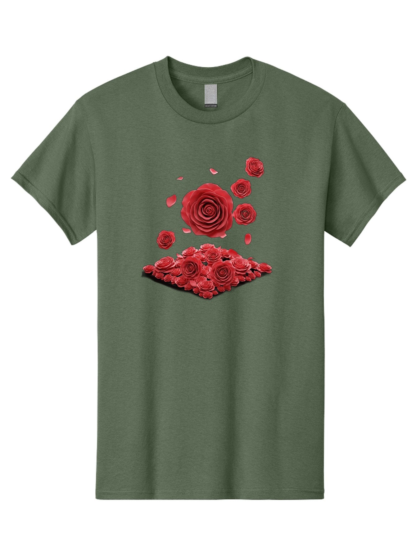Red-Roses-1 Men'S Graphic Tee, 100% Cotton, Comfortable Casual Summer Wear, Machine Washable, Red Roses, Falling Flowers, Floral Arrangement, Rose Petals, Romantic Gesture, Love Symbol, Beautiful Blooms, Flower Power Bac365 5