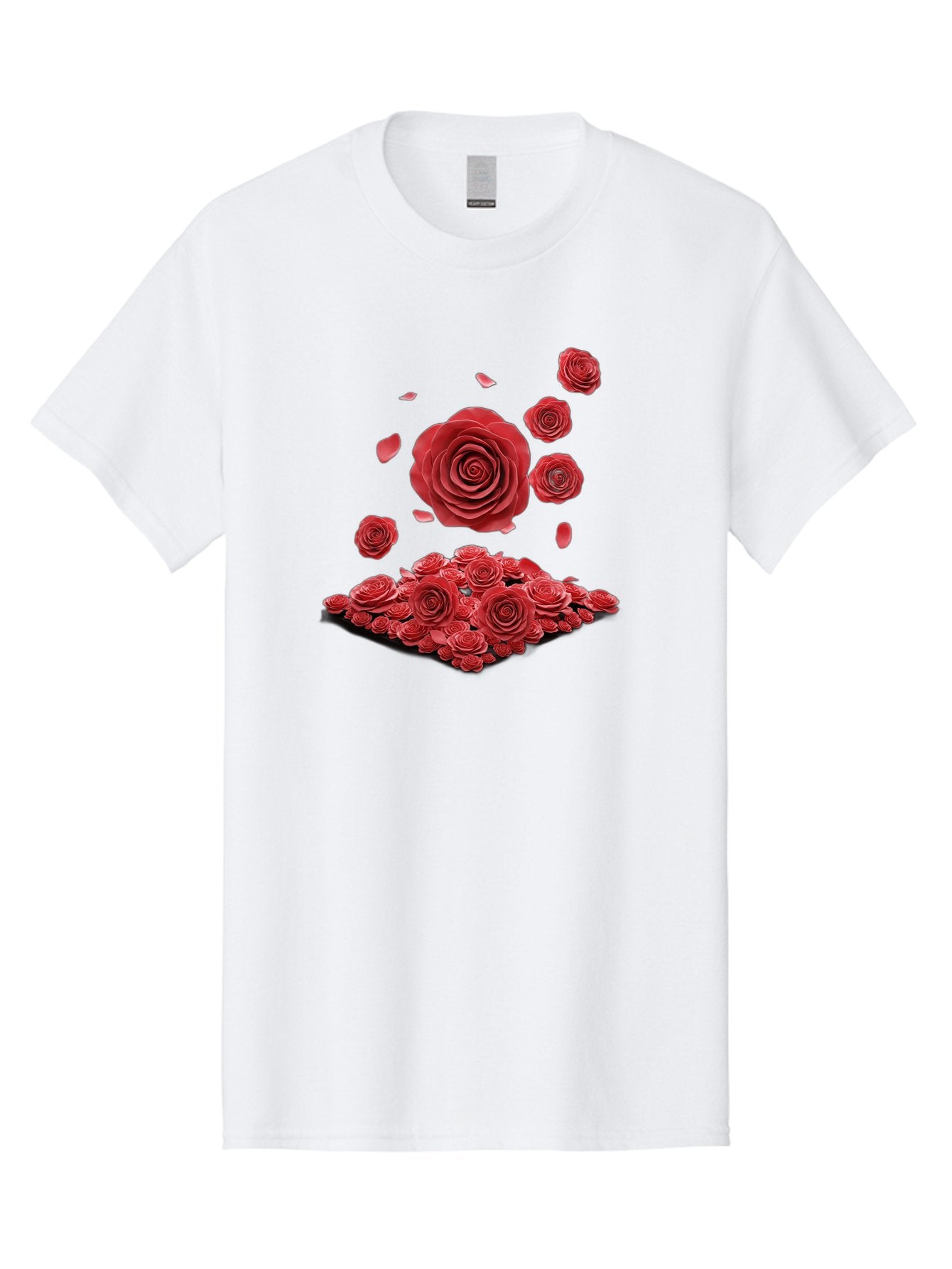 Red-Roses-1 Men'S Graphic Tee, 100% Cotton, Comfortable Casual Summer Wear, Machine Washable, Red Roses, Falling Flowers, Floral Arrangement, Rose Petals, Romantic Gesture, Love Symbol, Beautiful Blooms, Flower Power Bac365 15